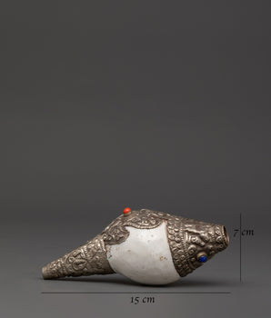 Tibetan Ritual Conch Shell | Handcrafted Buddhist Ritual Sacred Instrument