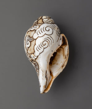 Handcrafted Ganesh Conch Shell | Sacred Shankha with Carved Ganesha Design