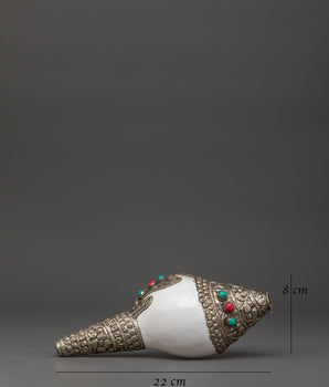 Tibetan Sacred Ritual Item Conch Shell | Handcrafted Shankha for Rituals and Ceremonies