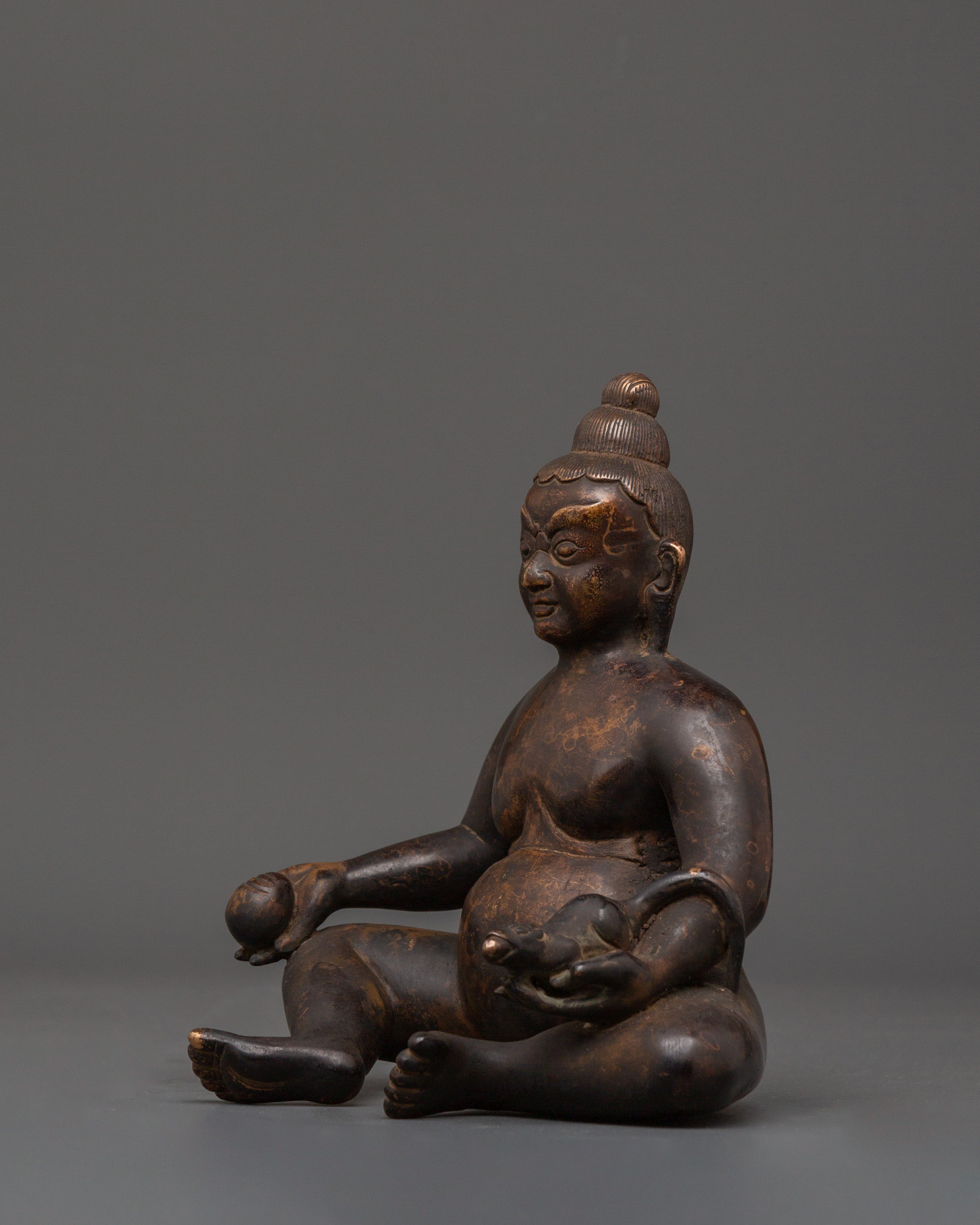 Black Dzambhala Oxidized Copper Statue | Symbol of  Abundance & Fortune