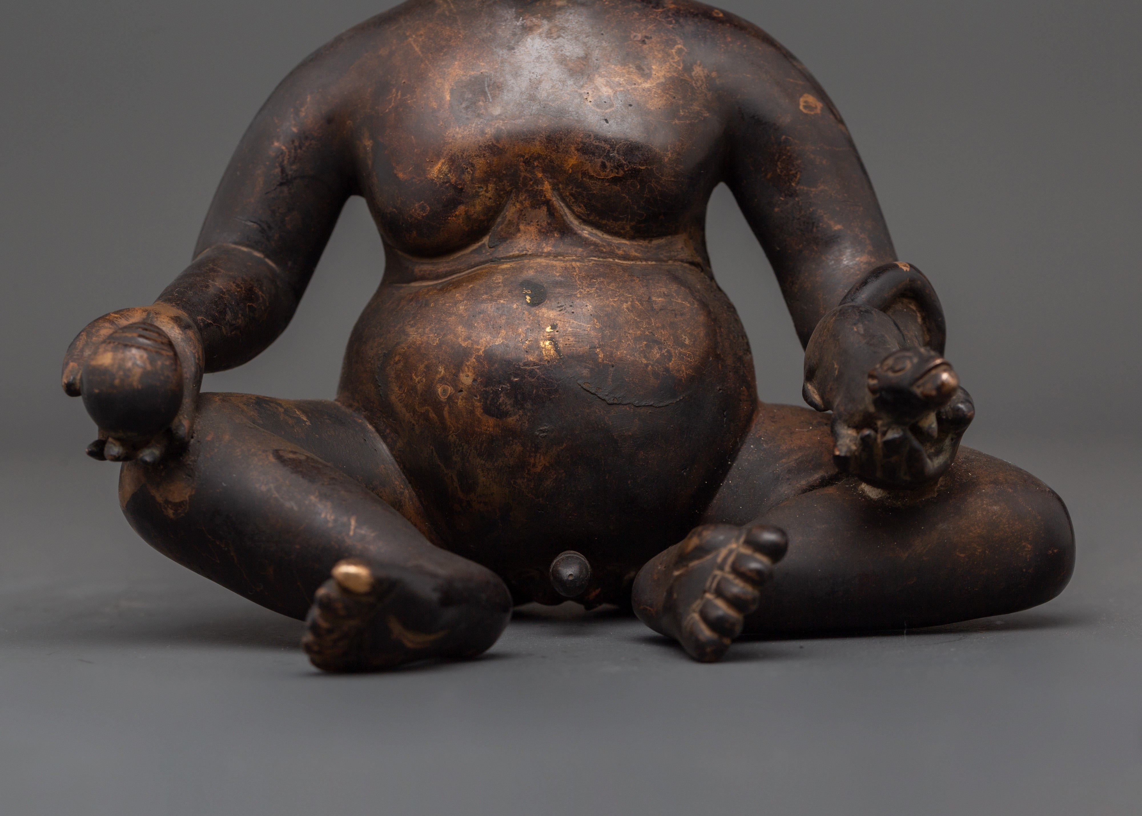 Black Dzambhala Oxidized Copper Statue | Symbol of  Abundance & Fortune