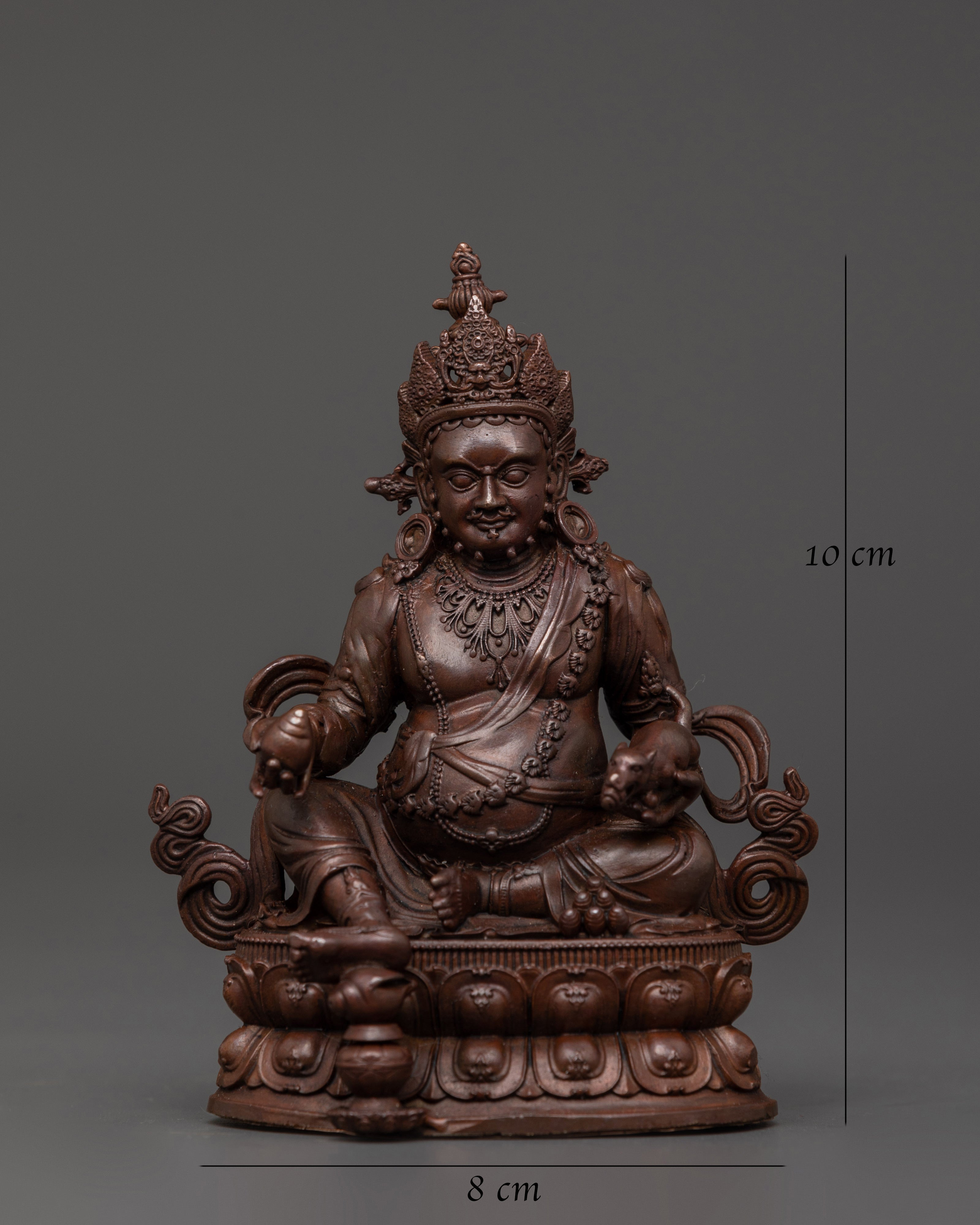 Oxidized Copper Dzambala Holding Conch | Tibetan Wealth Deity