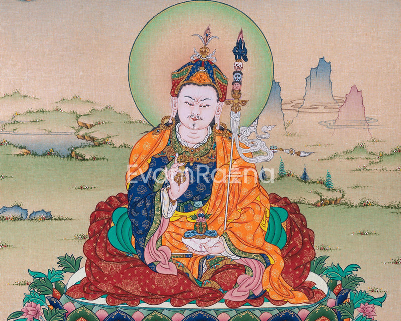 Guru Rinpoche Empowerment Thangka Print | Tibetan Poster Of Lotus Born Master As Wall Art