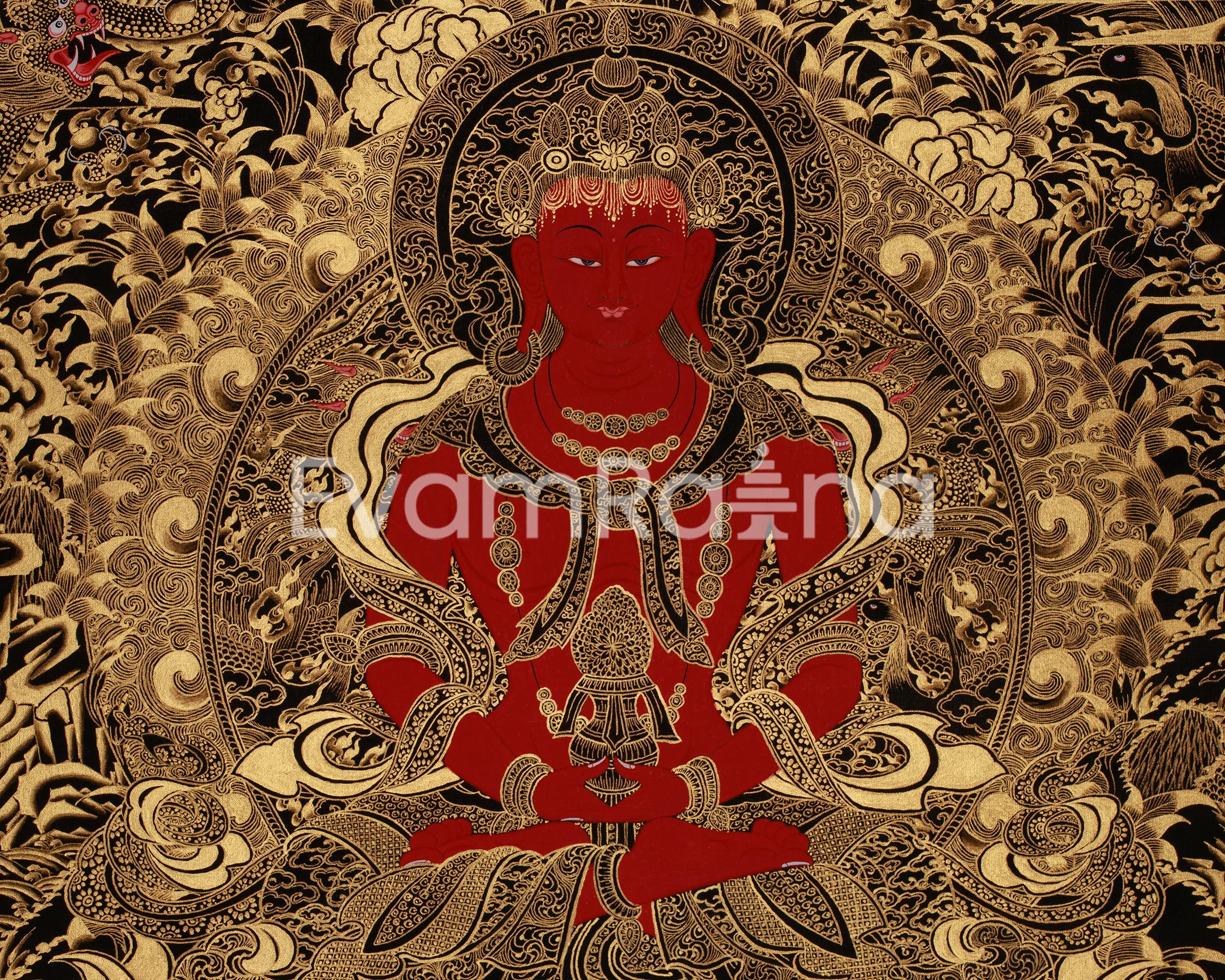 Tibetan Amitayus Buddha Thangka | Deity of Longevity and Infinite Life
