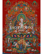 Tara with Buddhas and Bodhisattvas | White Tara Thangka for Healing, Wisdom & Longevity