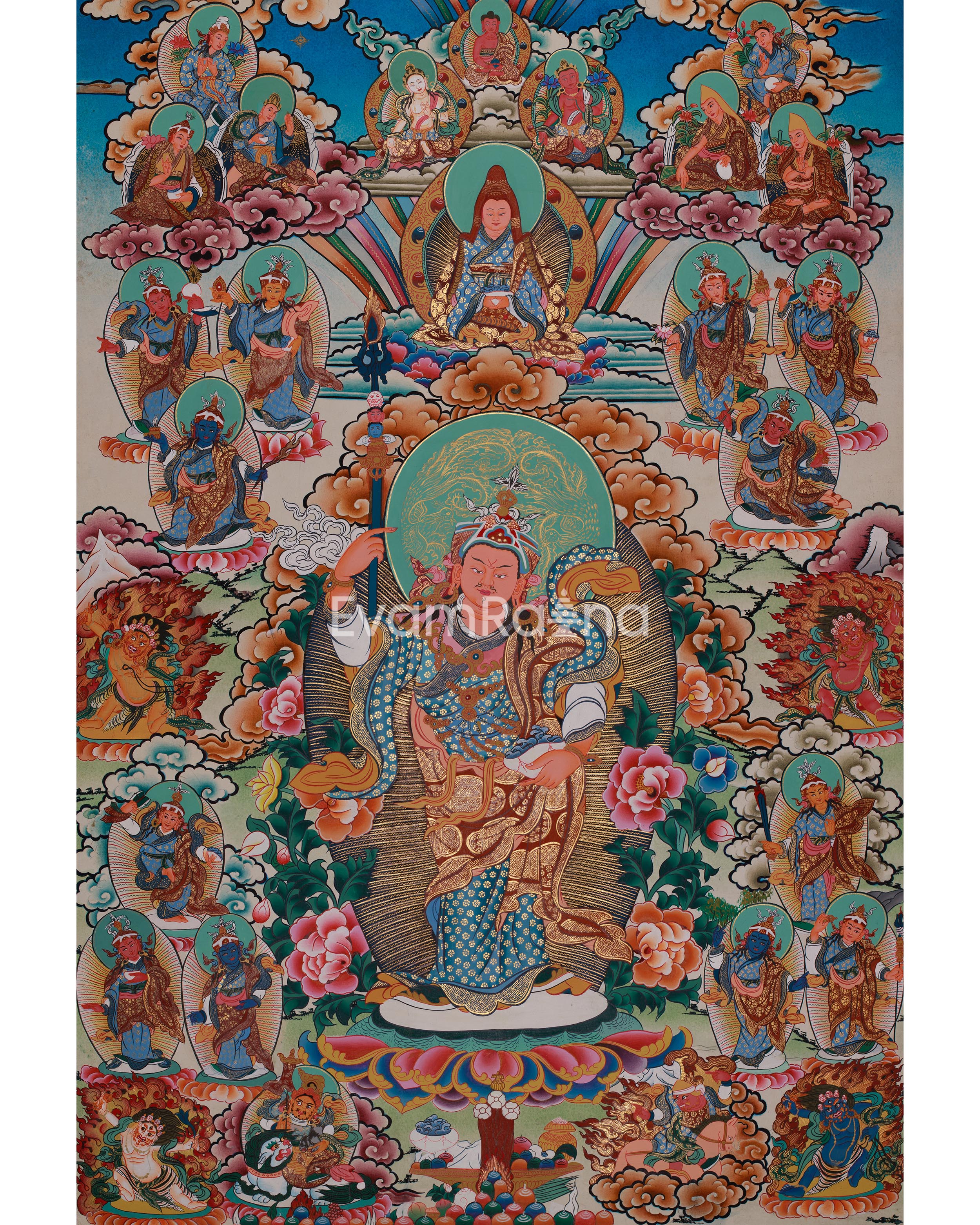 Standing Guru Rinpoche Thangka | Embodiment of Wisdom, Power, and Protection