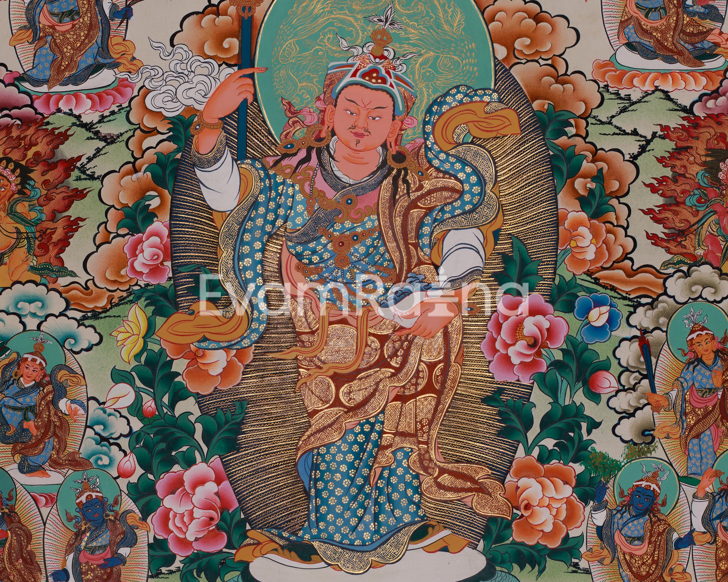 Standing Guru Rinpoche Thangka | Embodiment of Wisdom, Power, and Protection