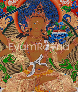 Traditional Manjushri Thangka | Radiant Symbol of Enlightened Wisdom