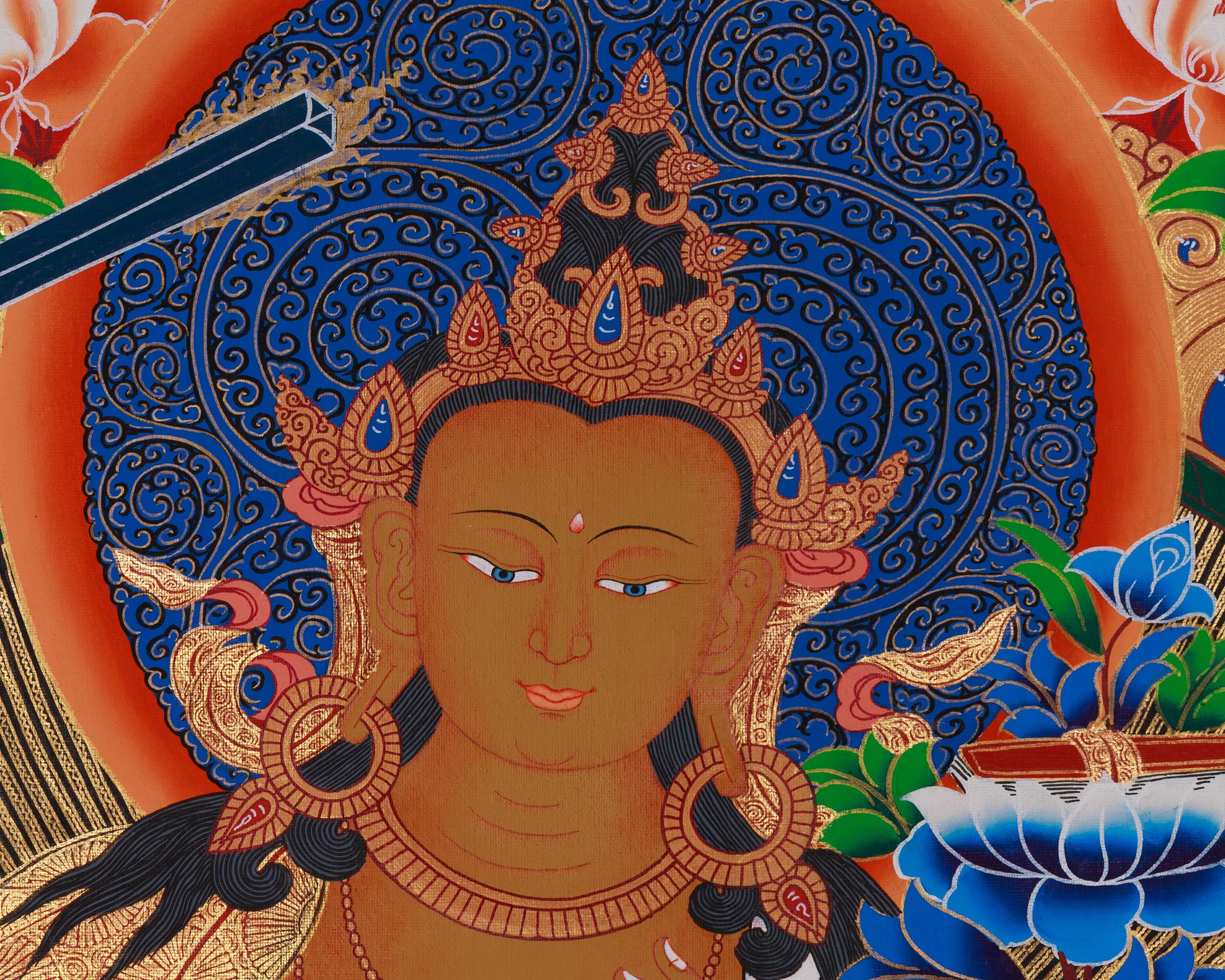 Traditional Manjushri Thangka | Radiant Symbol of Enlightened Wisdom