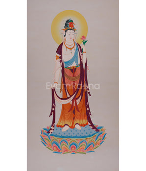 Graceful Kannon Thangka | Japanese Depiction of the Compassionate Bodhisattva