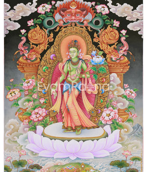paubha-masterpiece-of-tibetan-goddess-standing-green-tara