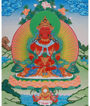 Hand-Painted Buddha Amitayus Thangka