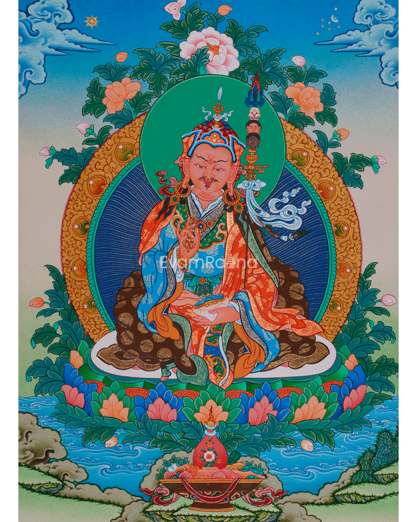 24 Inch Guru Rinpoche Thangka | Peaceful Padmasambhava Artwork