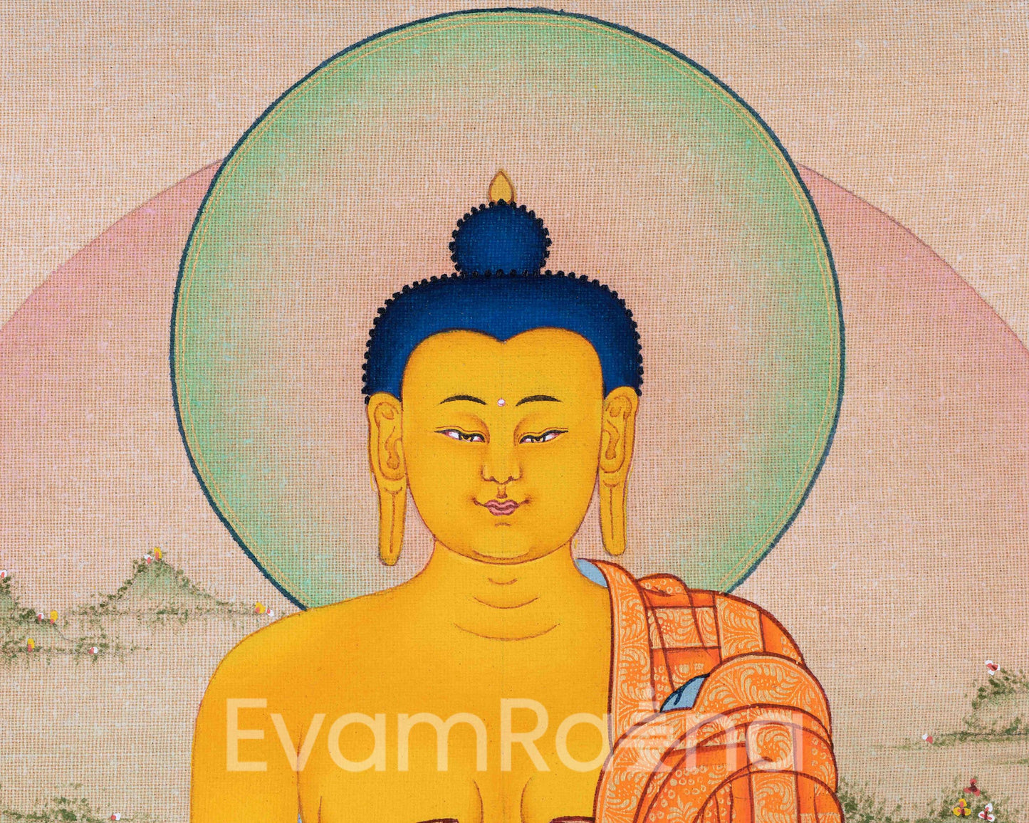 High-Quality Giclee Buddha Print On Cotton Canvas | Traditional Art Of Shakyamuni Buddha For Prayers