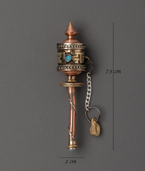 Prayer Wheel Buddhist Hand Spinner for Mindfulness | Brass Meditation Tool