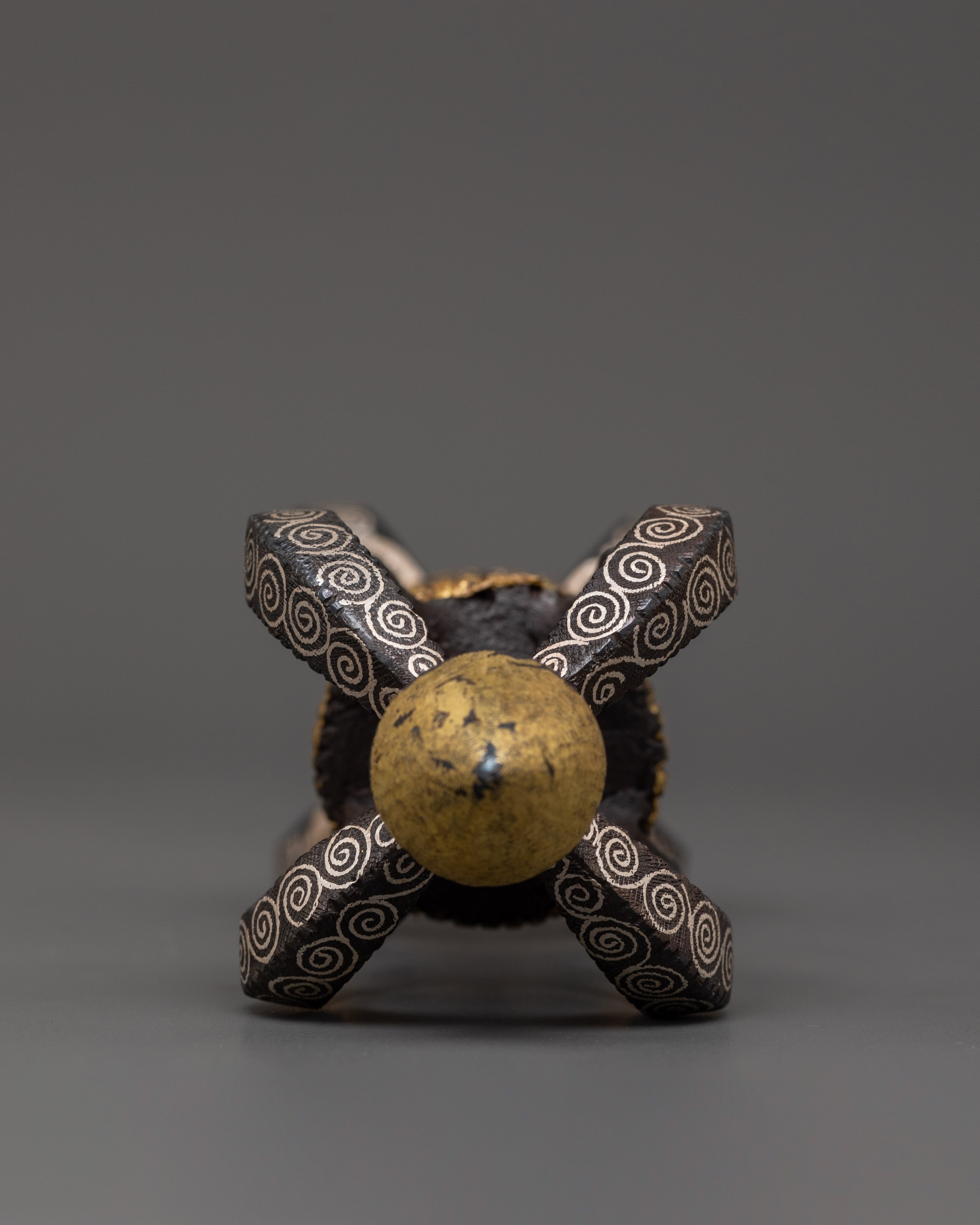 Iron Vajra with Silver & Brass Inlay | Handcrafted Tibetan Ritual Dorje