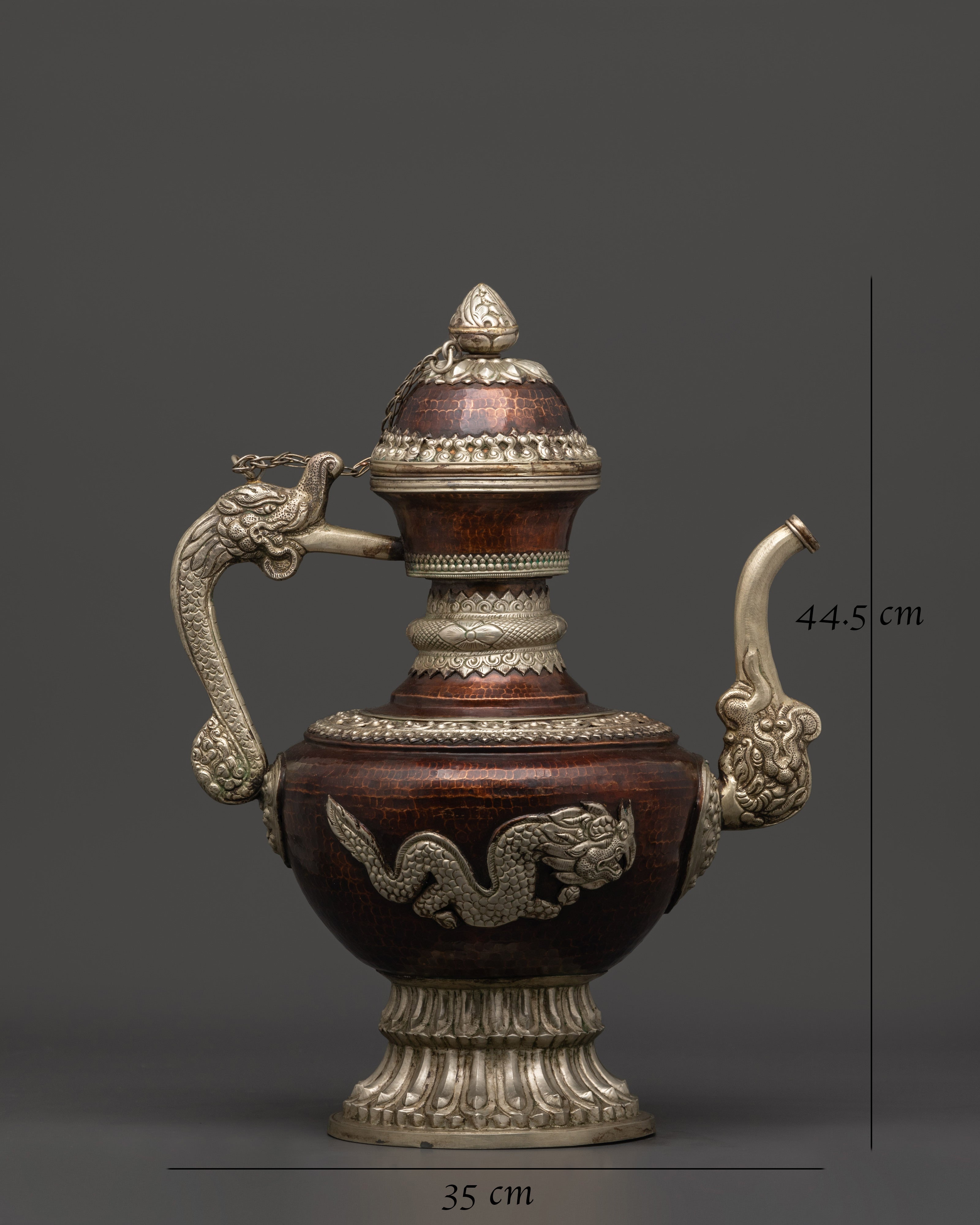 Traditional Himalayan Copper Tea Pot | Handcrafted Buddhist Altar & Temple Decor