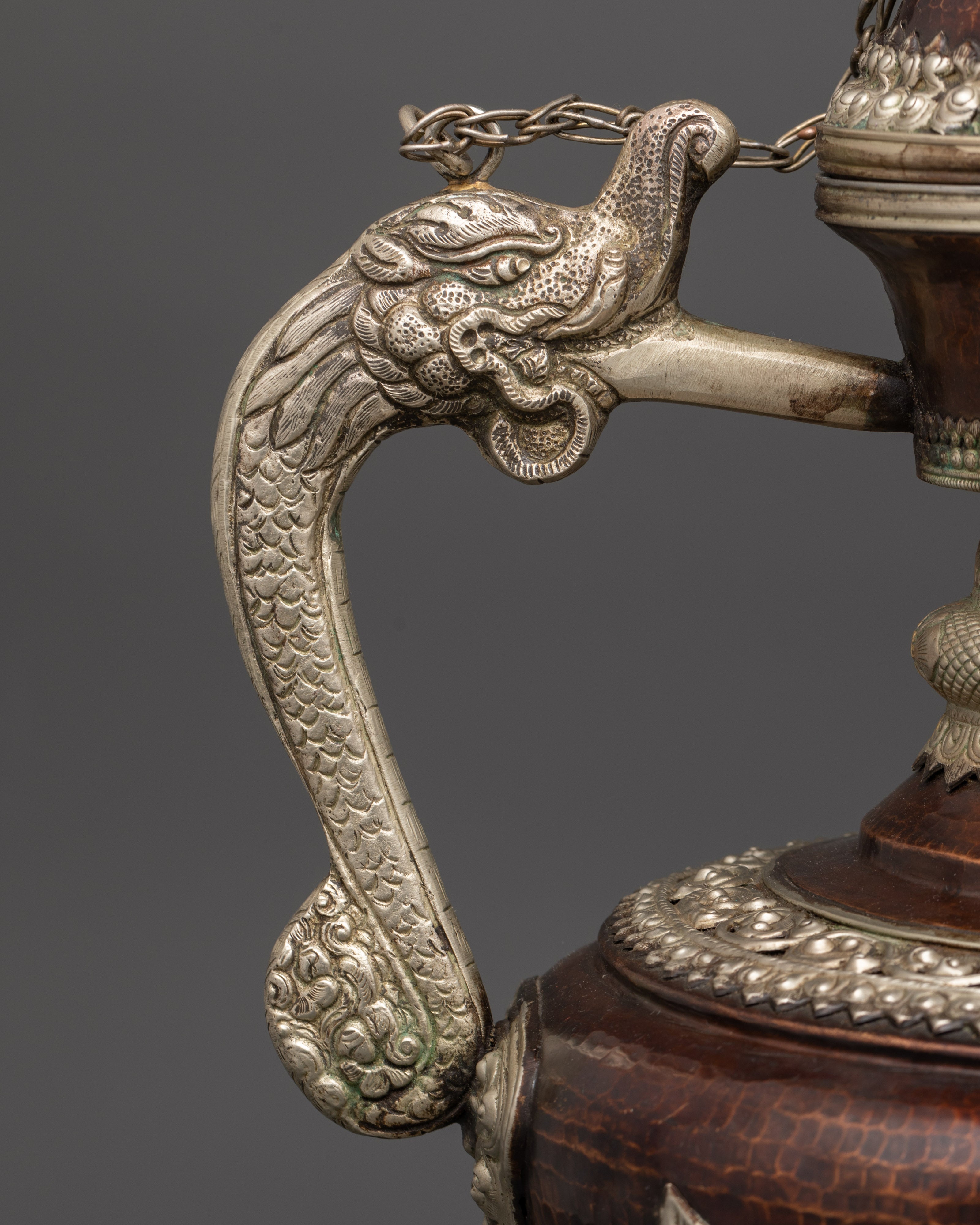 Traditional Himalayan Copper Tea Pot | Handcrafted Buddhist Altar & Temple Decor
