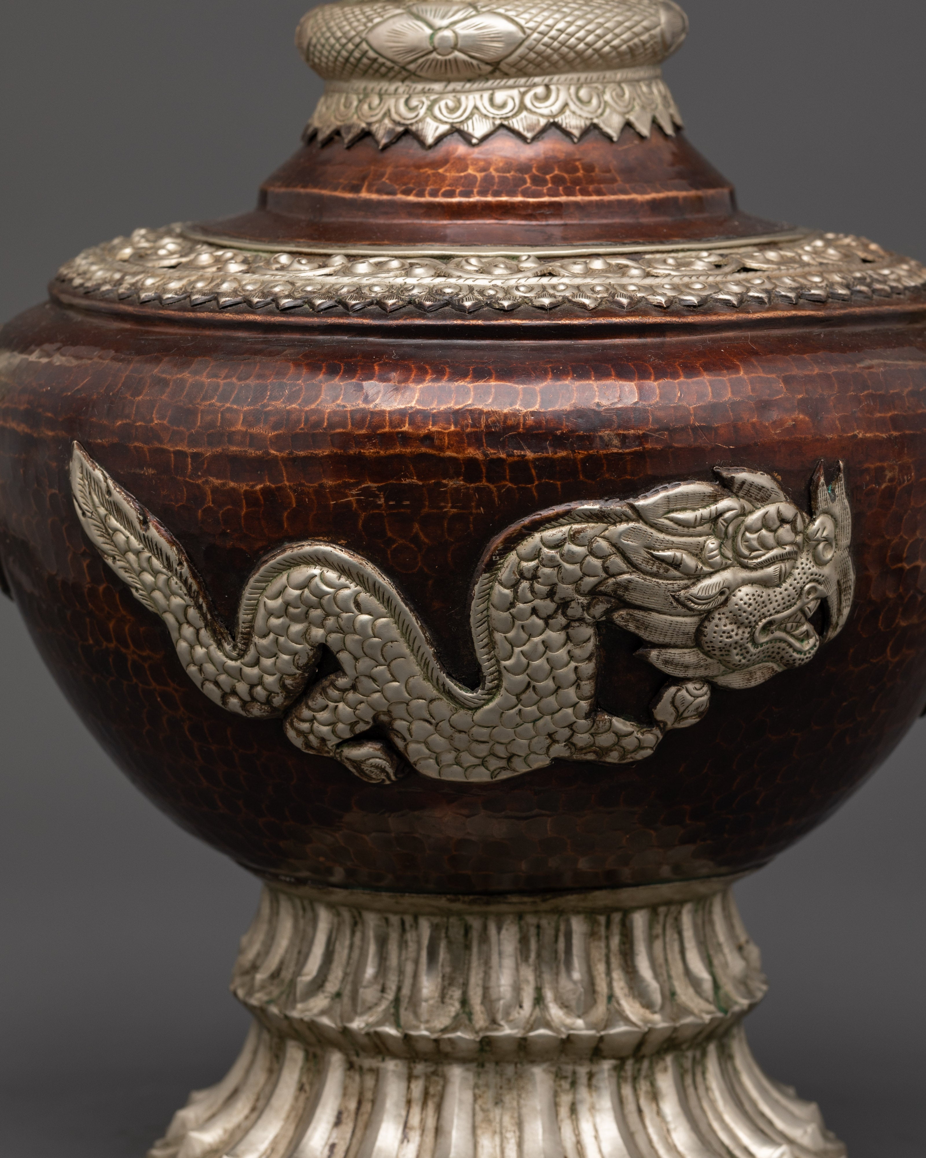 Traditional Himalayan Copper Tea Pot | Handcrafted Buddhist Altar & Temple Decor