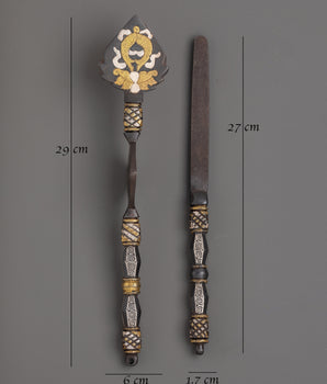 Rinzin Daru Ritual Set with Golden Fish Symbol | Tibetan Buddhist Ritual Offering Tools