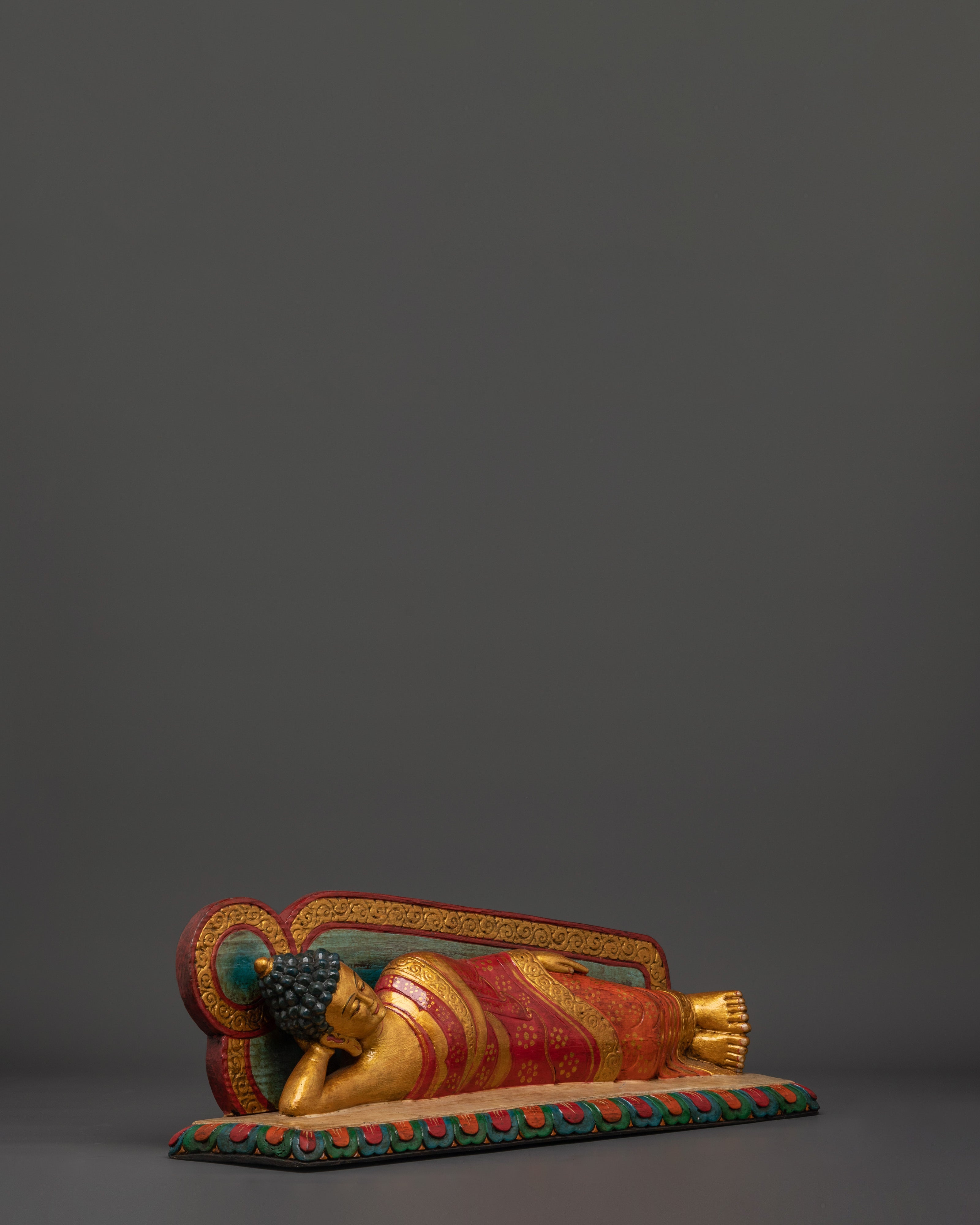 Hand-Carved Wooden Sleeping Buddha Statue | Symbolizing Peace and Enlightenment