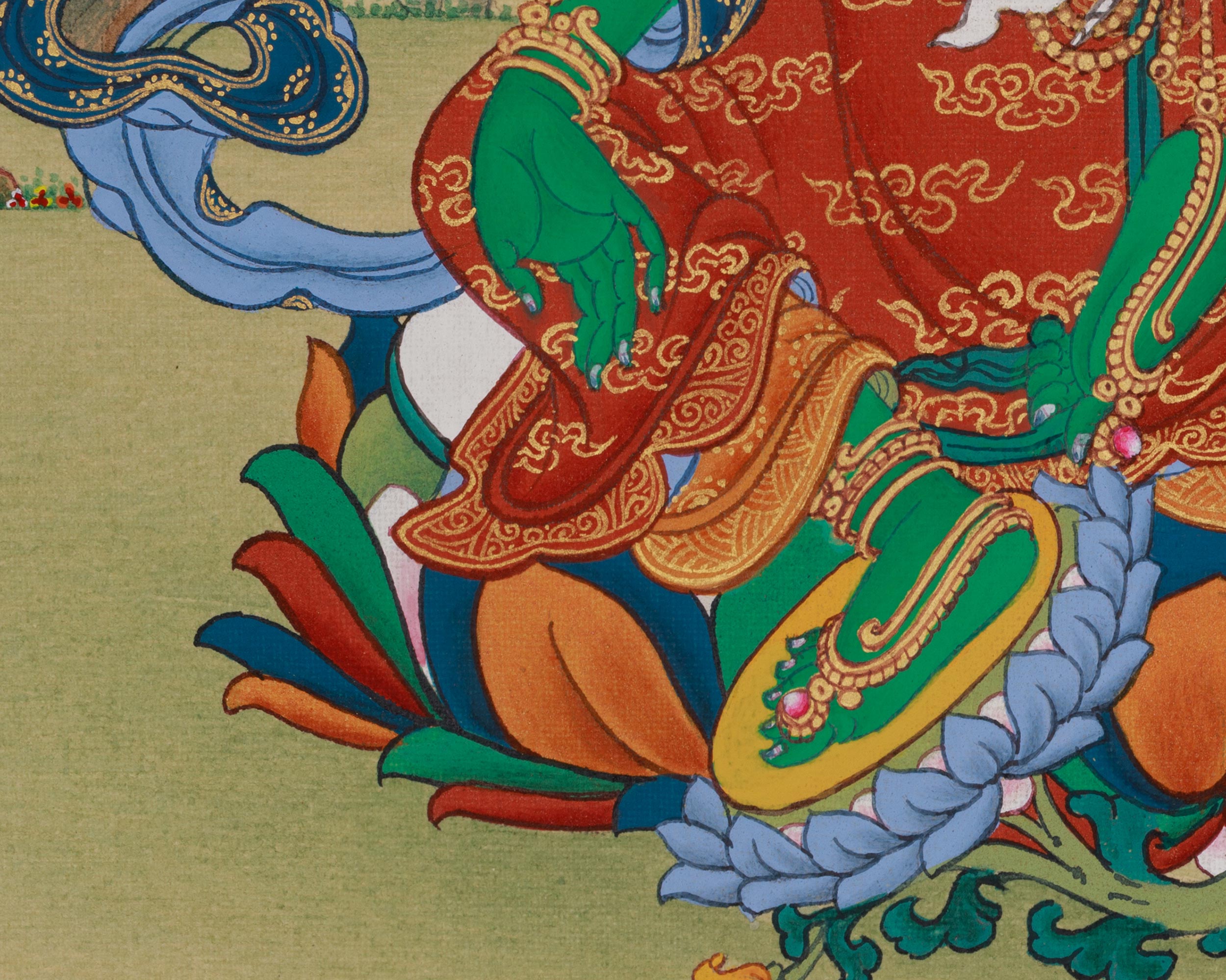Green Tara with Amitabha Buddha Art | Swift Action Deity | Buddha of Infinite Light