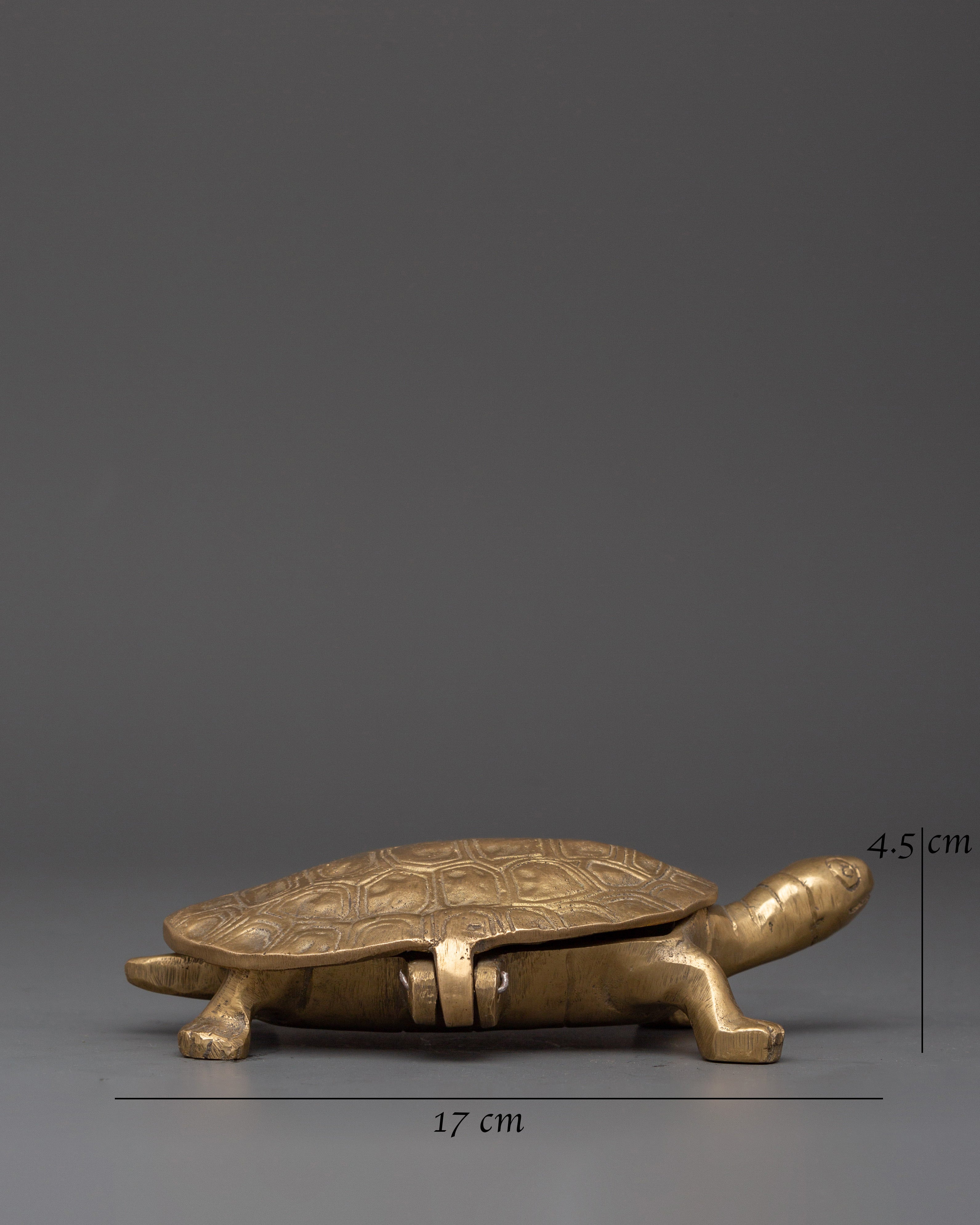 Handcrafted Tortoise Shape Container | Brass Turtle Decorative Vessel