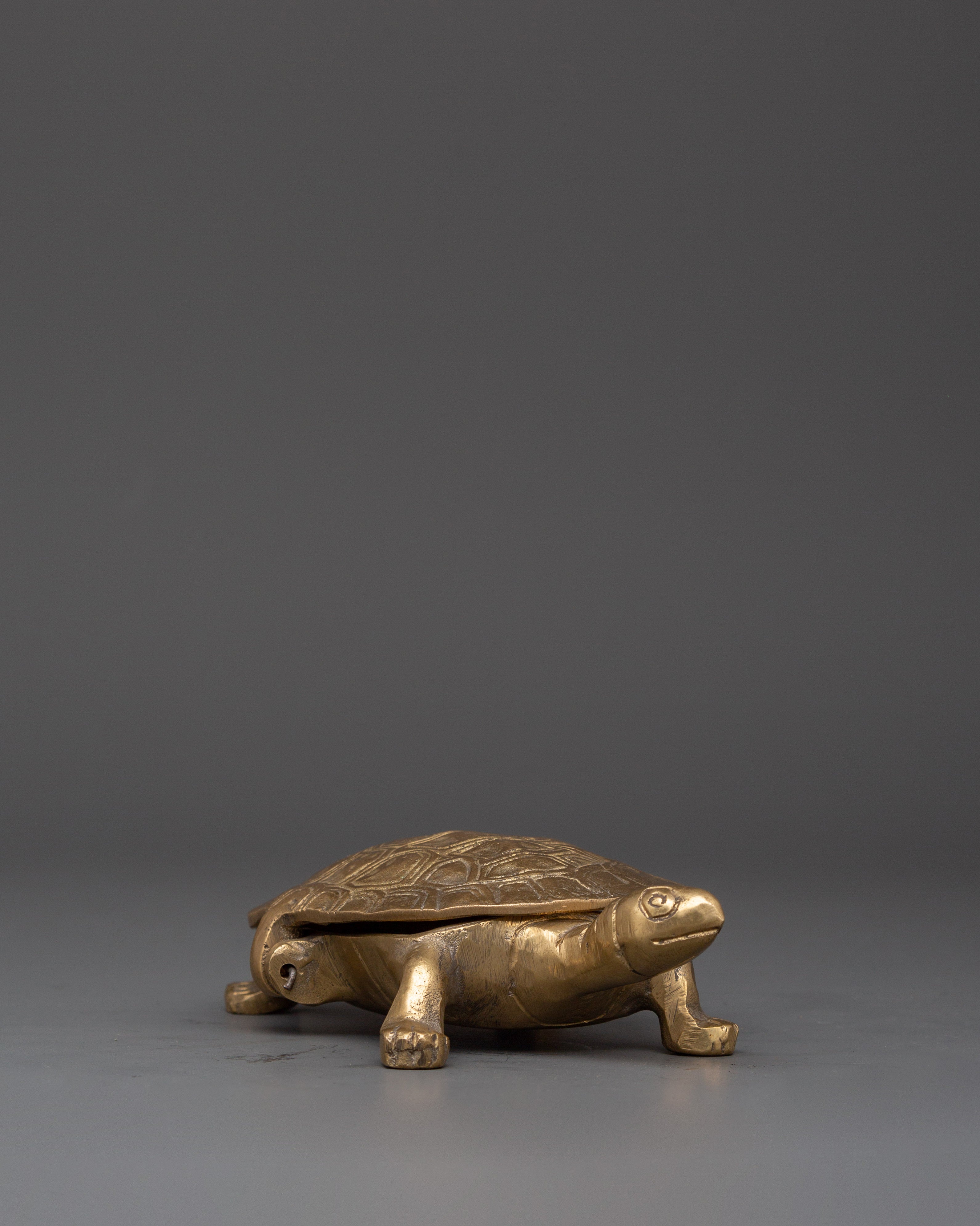 Handcrafted Tortoise Shape Container | Brass Turtle Decorative Vessel