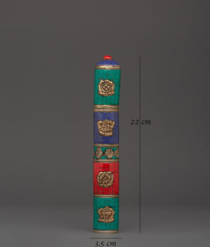 Auspicious Symbol Incense Holder | Tibetan Brass Burner