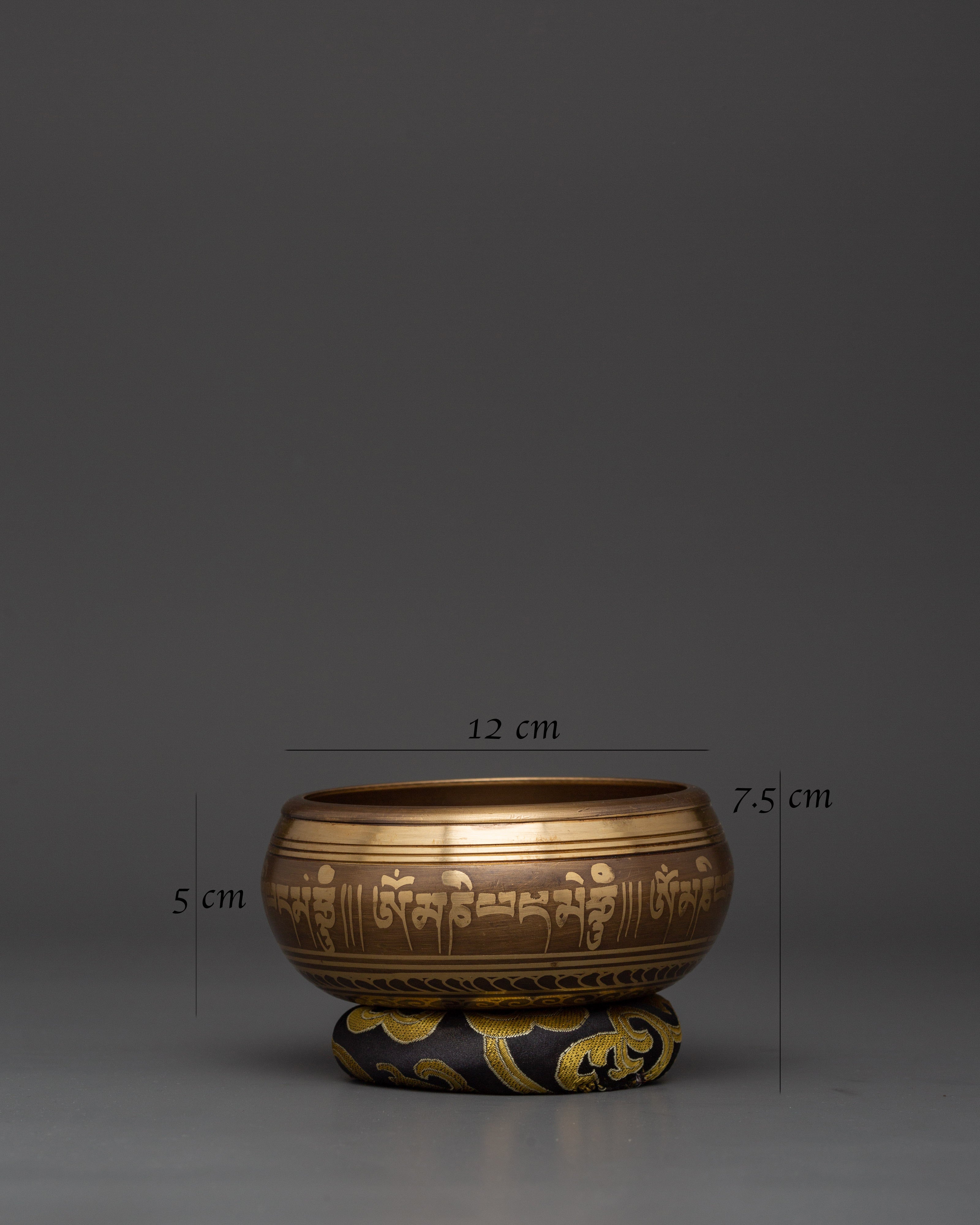Singing Bowl with Five Buddhas Engraved | Tibetan Bowl with Cushion & Wooden Mallet