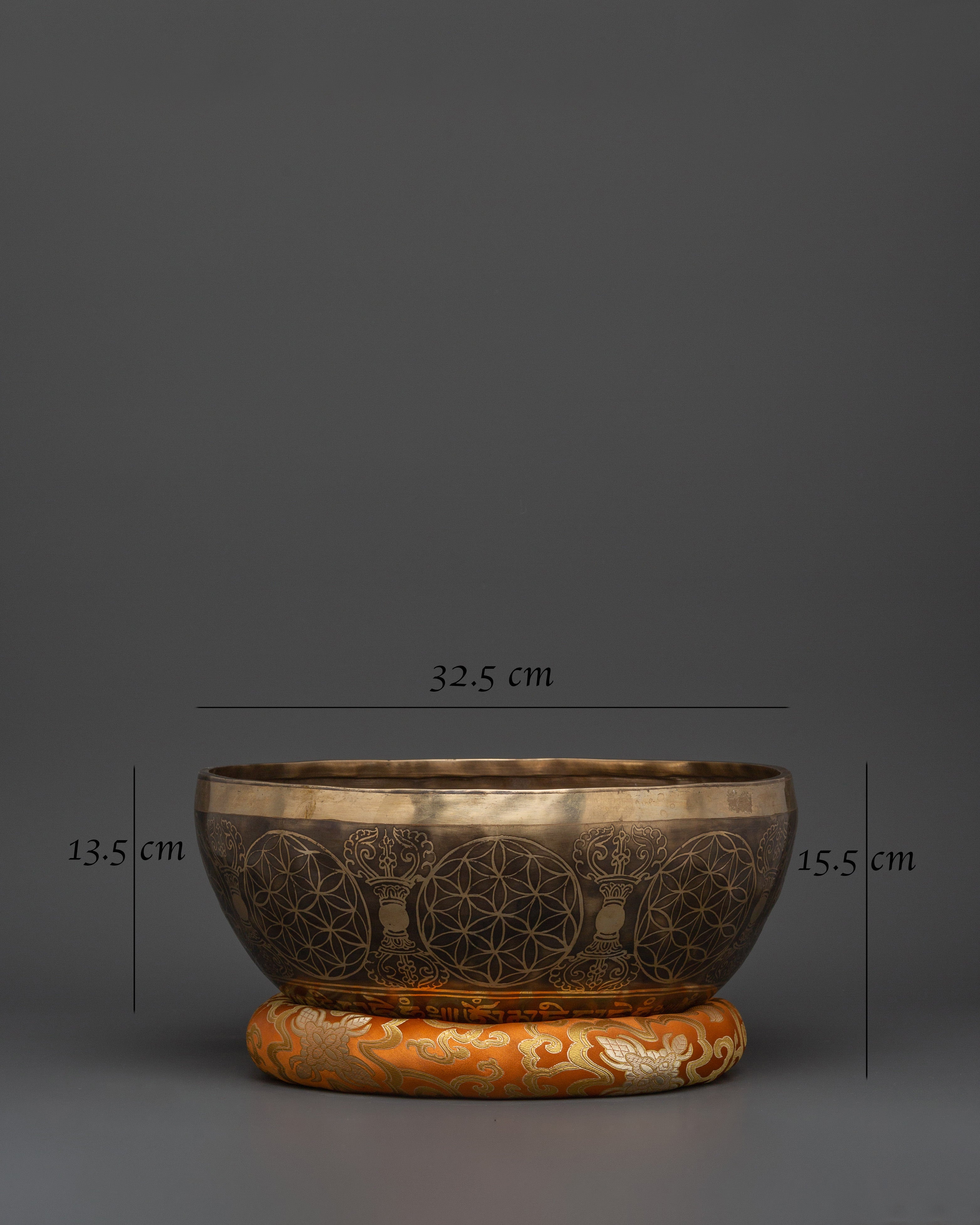 Handcrafted Brass Tibetan Singing Bowl | Sacred Flower of Life Design