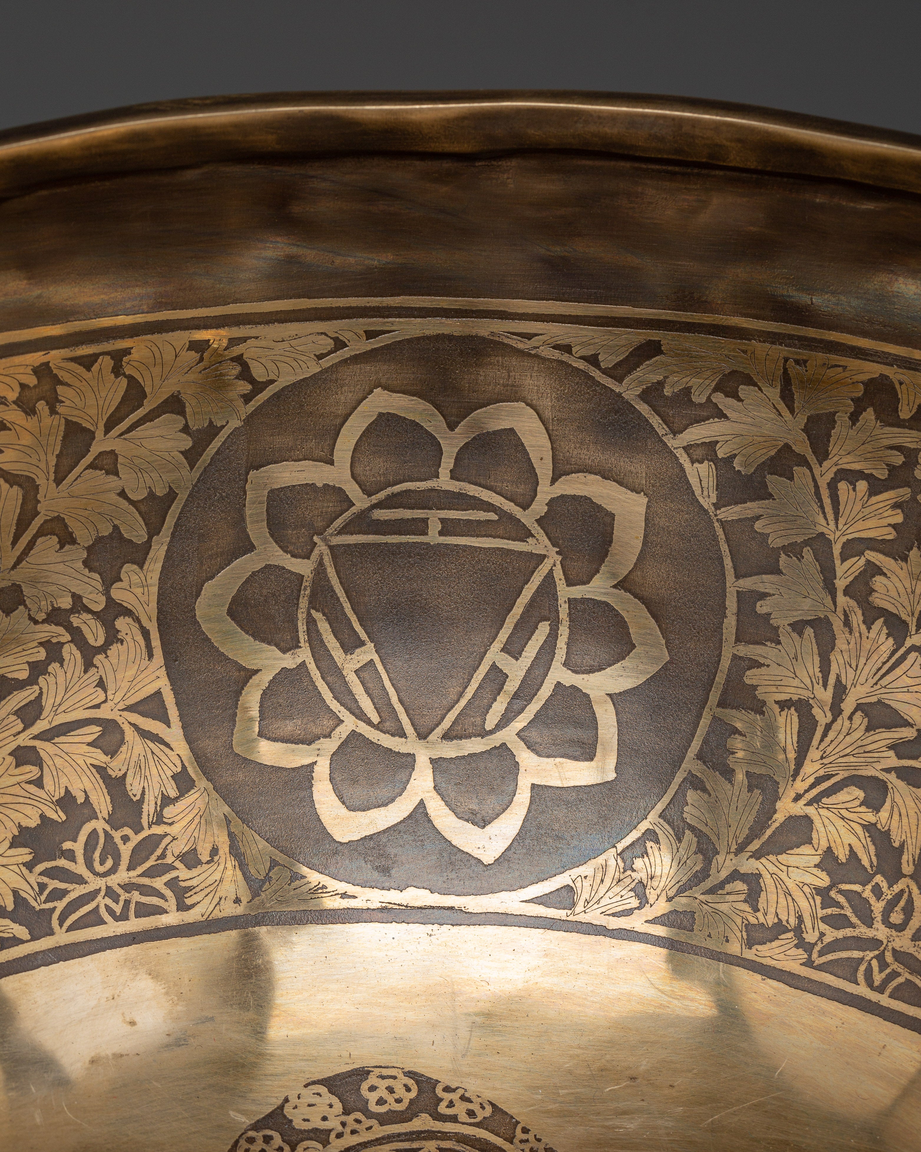 Handcrafted Brass Tibetan Singing Bowl | Sacred Flower of Life Design