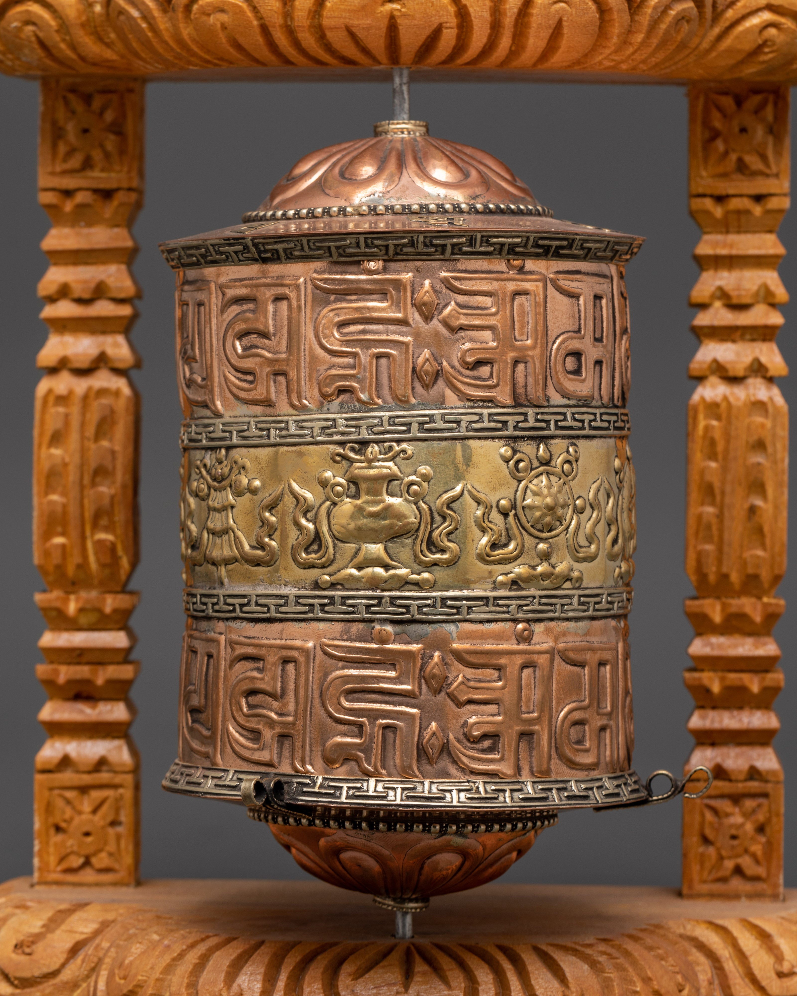 Buddhist Sacred Prayer Wheel | Sacred Wood Frame