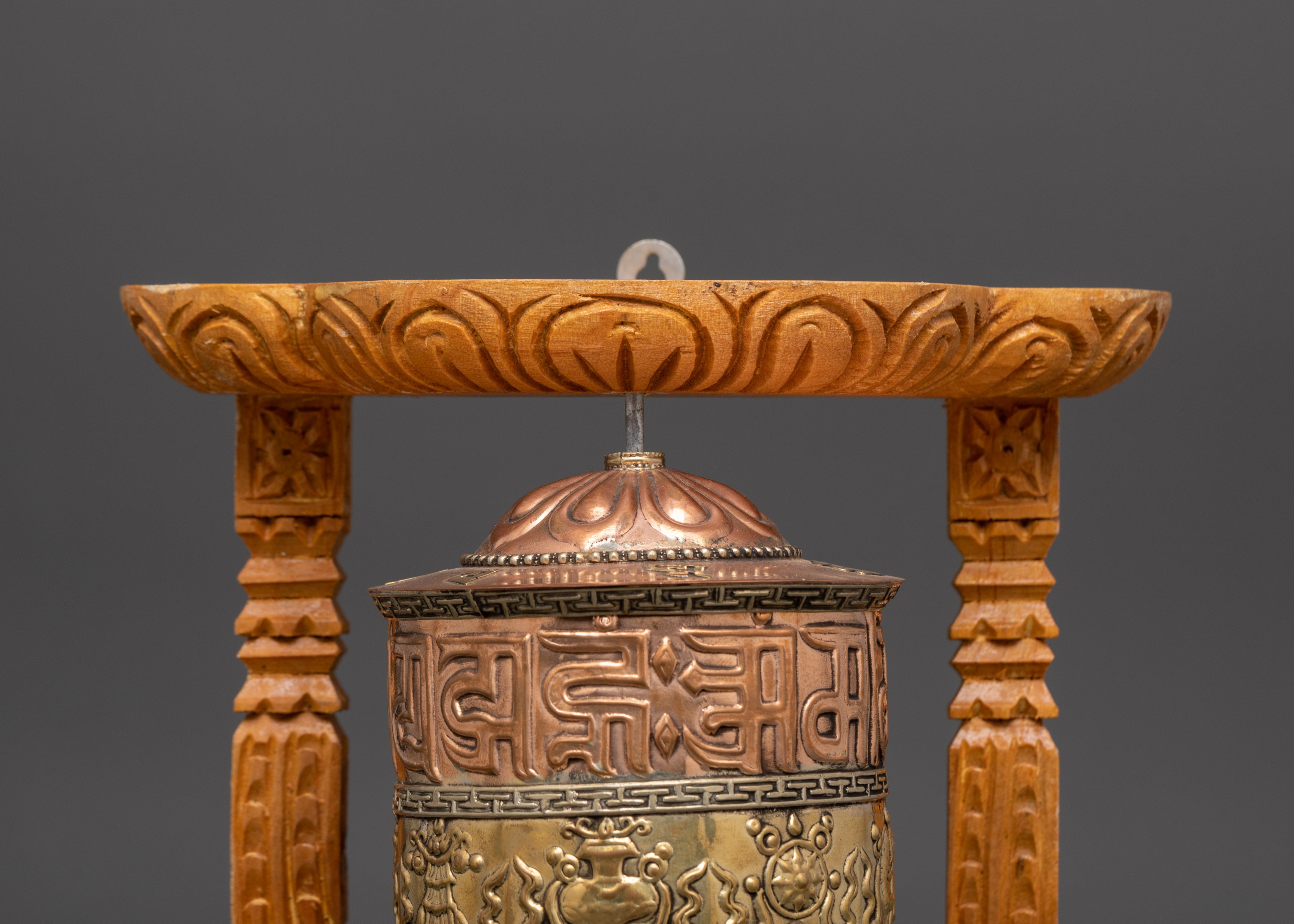 Buddhist Sacred Prayer Wheel | Sacred Wood Frame