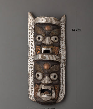 Tibetan Protector Wall Hanging Mask | Copper, Brass and Aluminum Deity Art