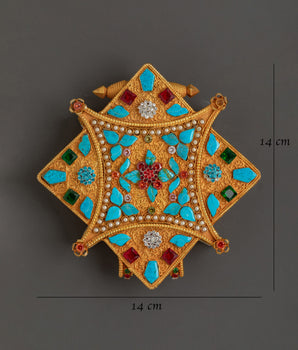 Sacred Buddhist Amulet Ghau Box | Turquoise Inlay & Filigree Work