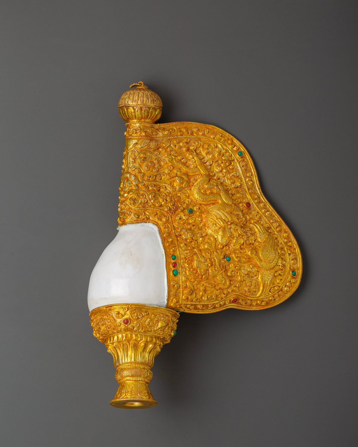 Buddhist Ceremonial Conch | Traditional Tibetan Ritual Shell