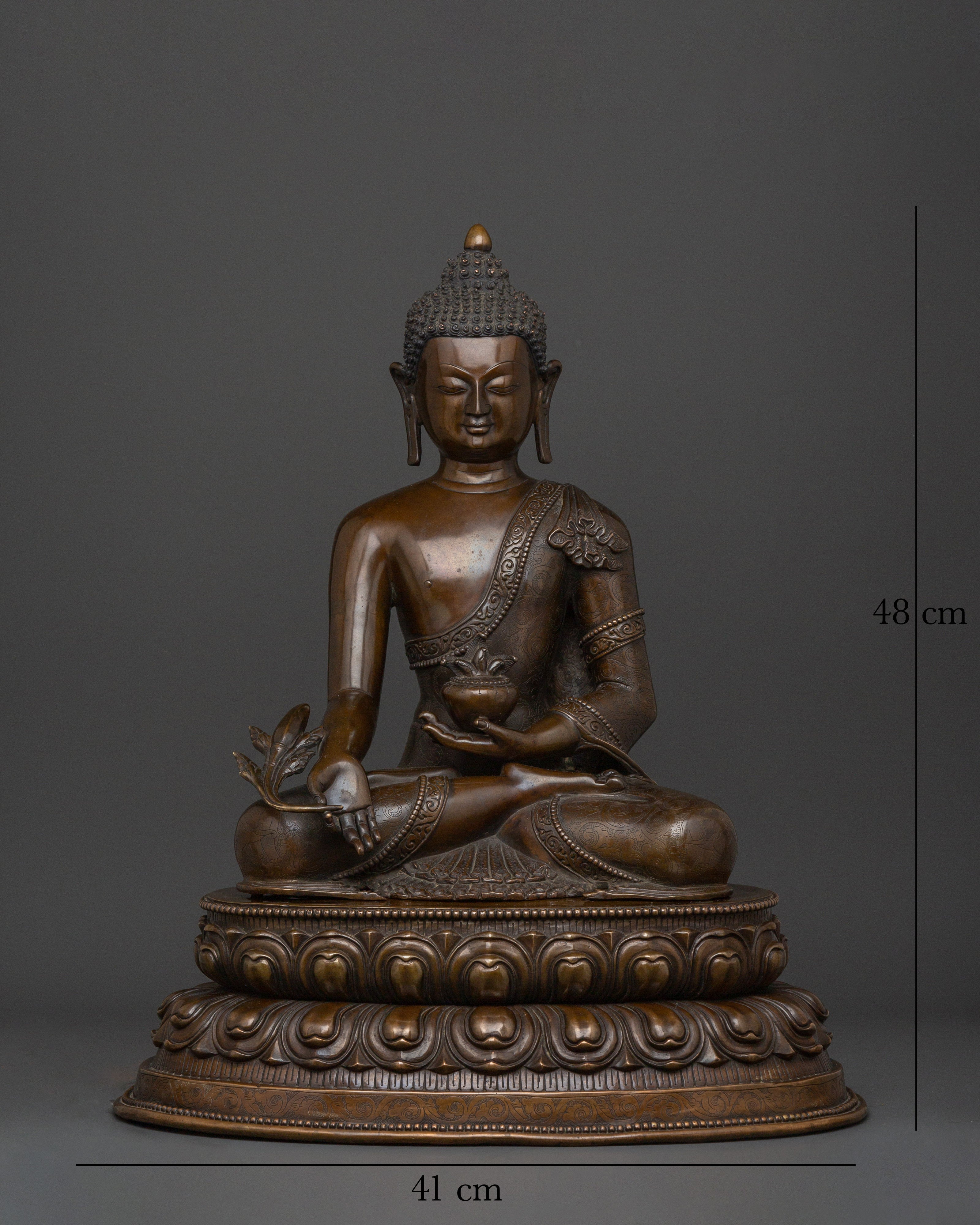 Medicine Buddha Bhaisajyaguru Statue | Handcrafted Tibetan Healing Deity
