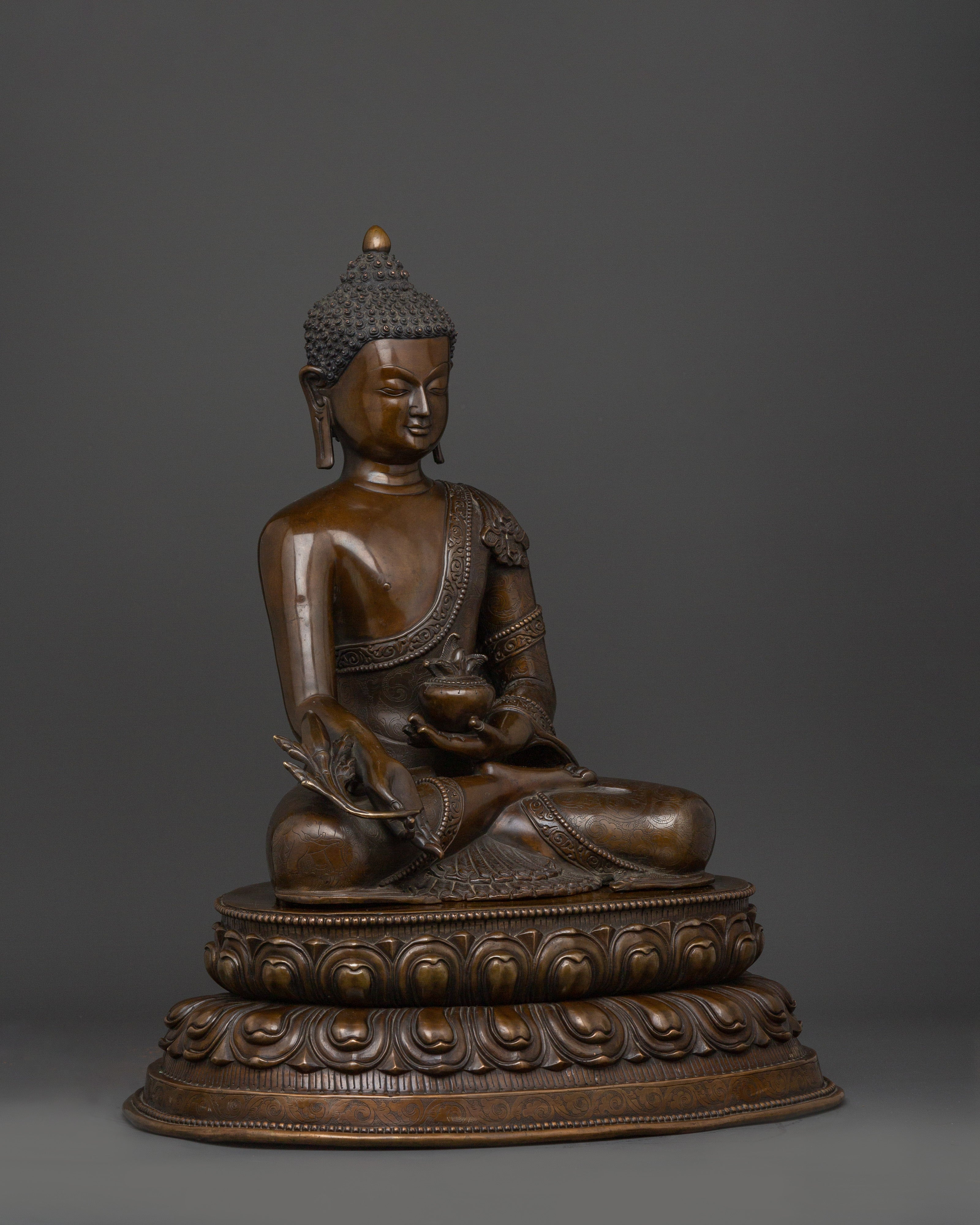 Medicine Buddha Bhaisajyaguru Statue | Handcrafted Tibetan Healing Deity