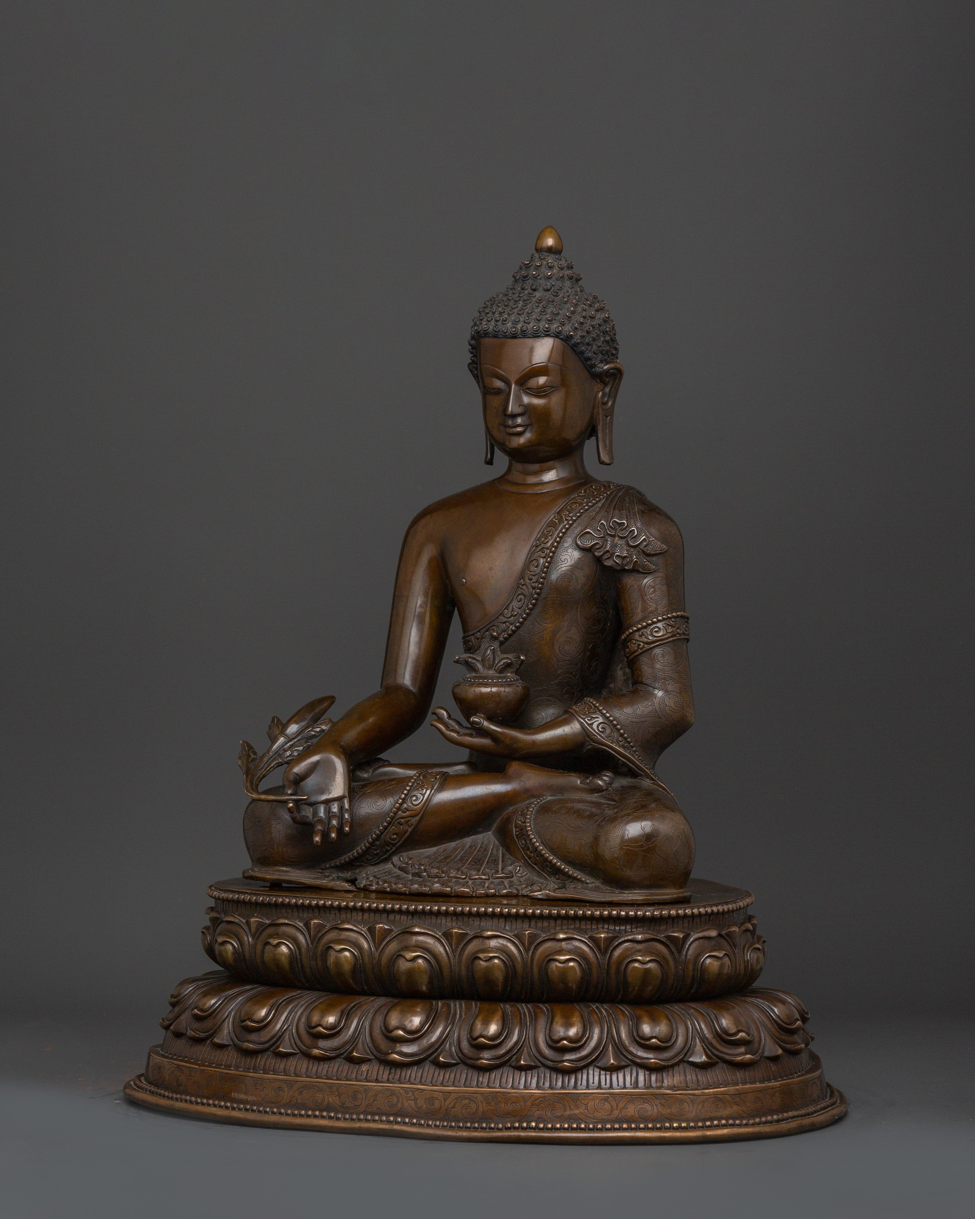 Medicine Buddha Bhaisajyaguru Statue | Handcrafted Tibetan Healing Deity