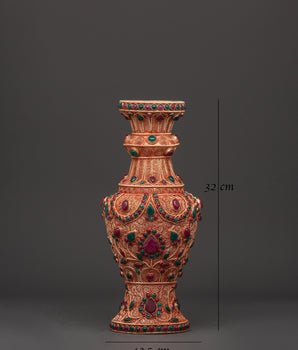 Handmade Flower Vase Set with Coral and Turquoise Stones