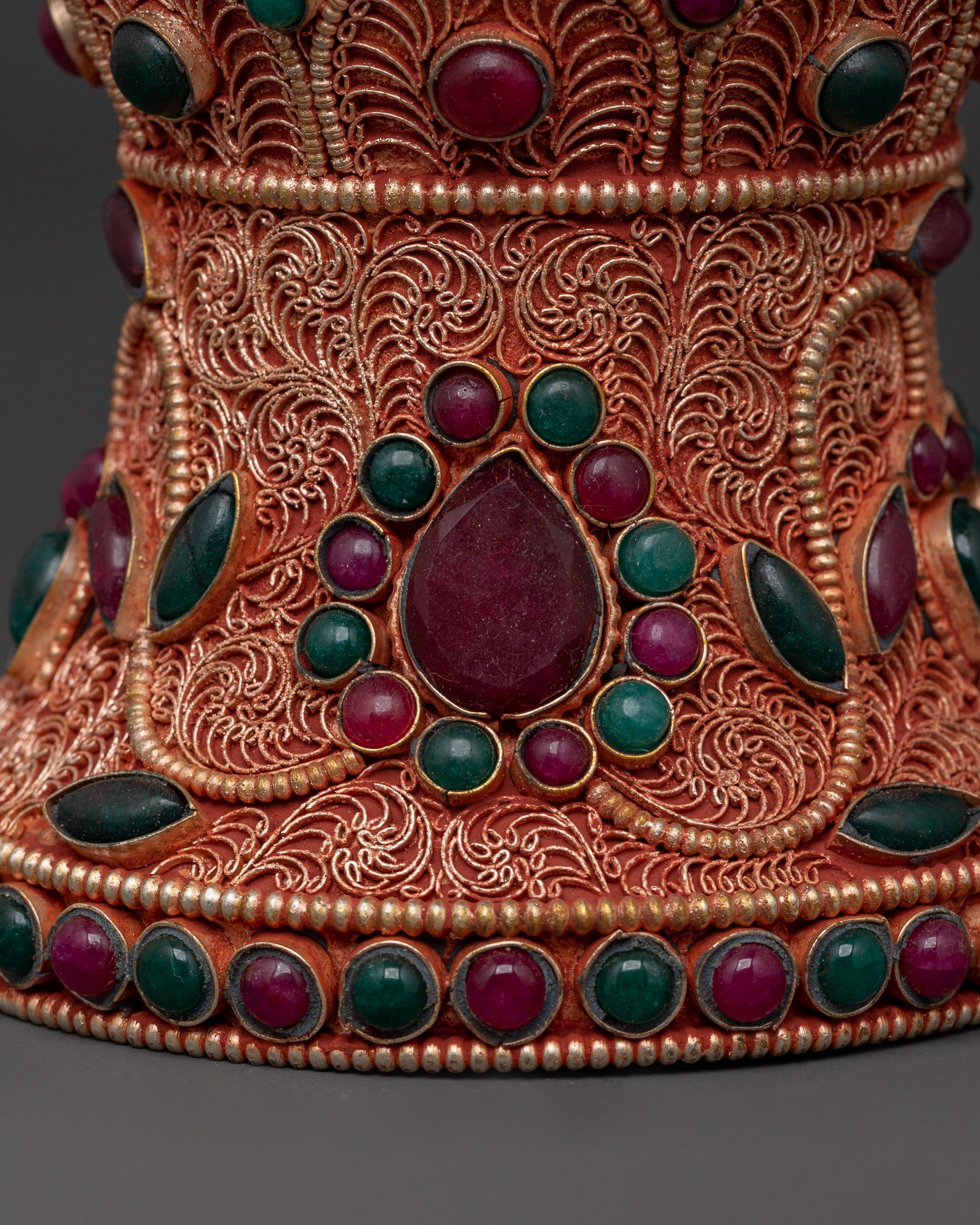 Handmade Flower Vase Set with Coral and Turquoise Stones