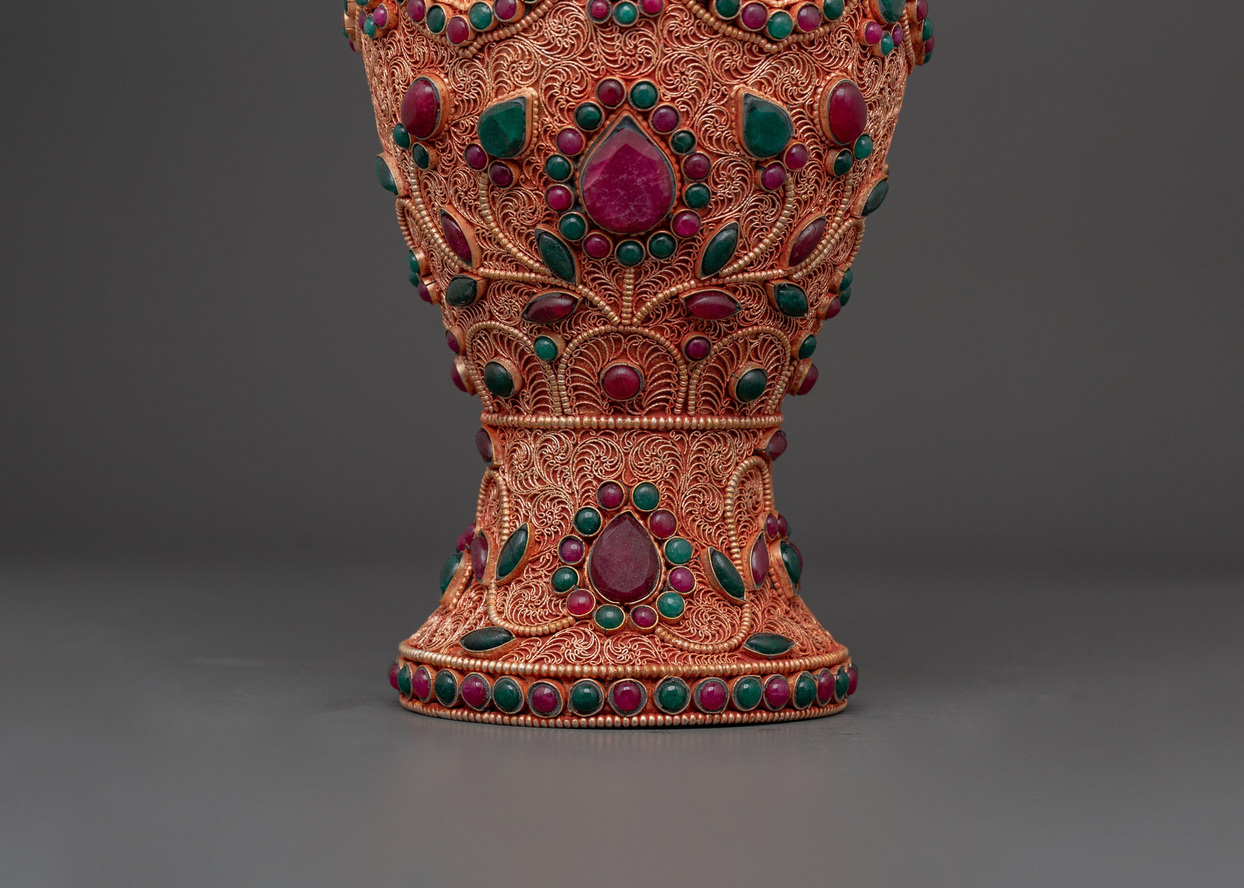 Handmade Flower Vase Set with Coral and Turquoise Stones