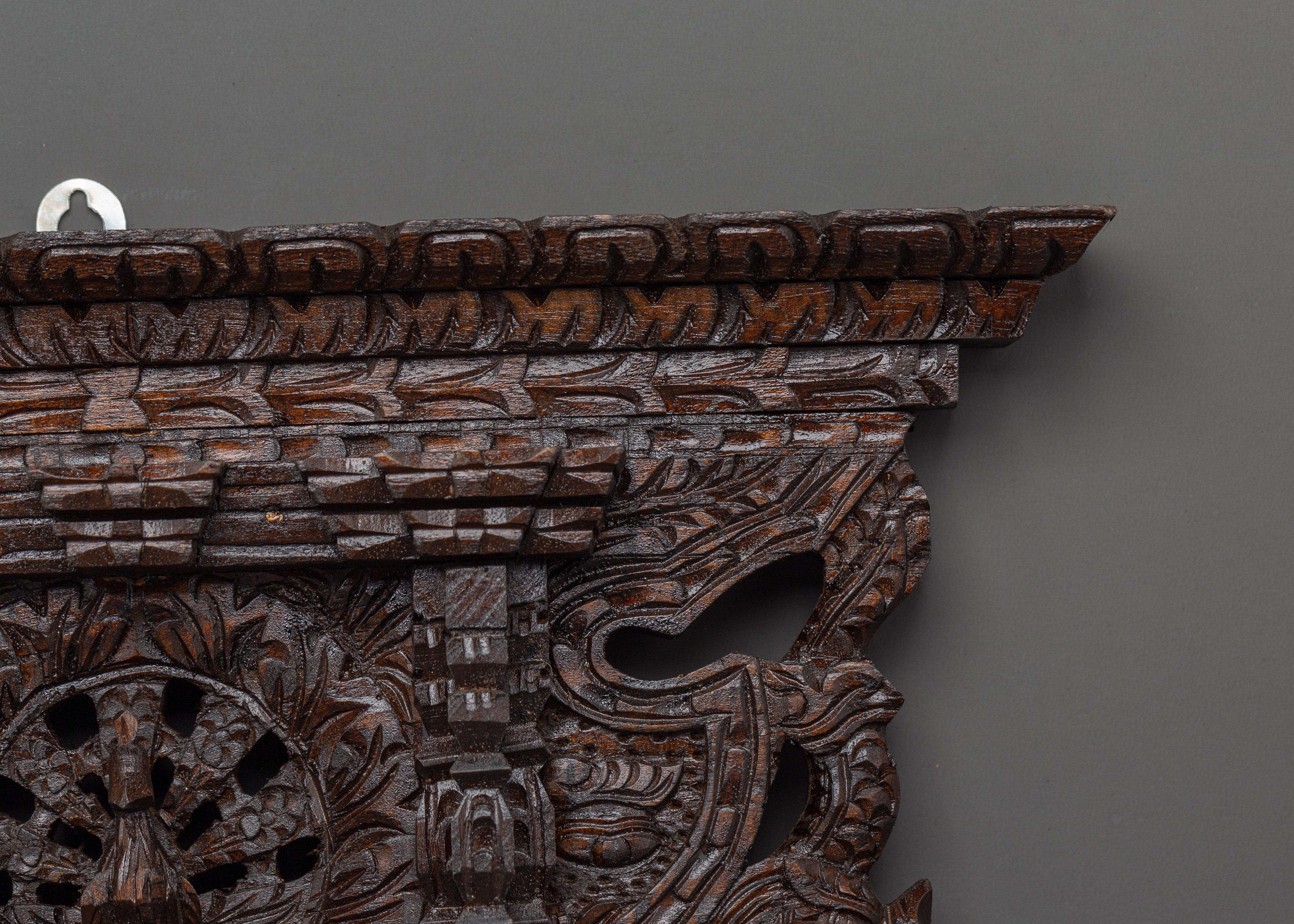Nepalese Temple-Style Wall Décor | Hand-Carved Wooden Temple Art