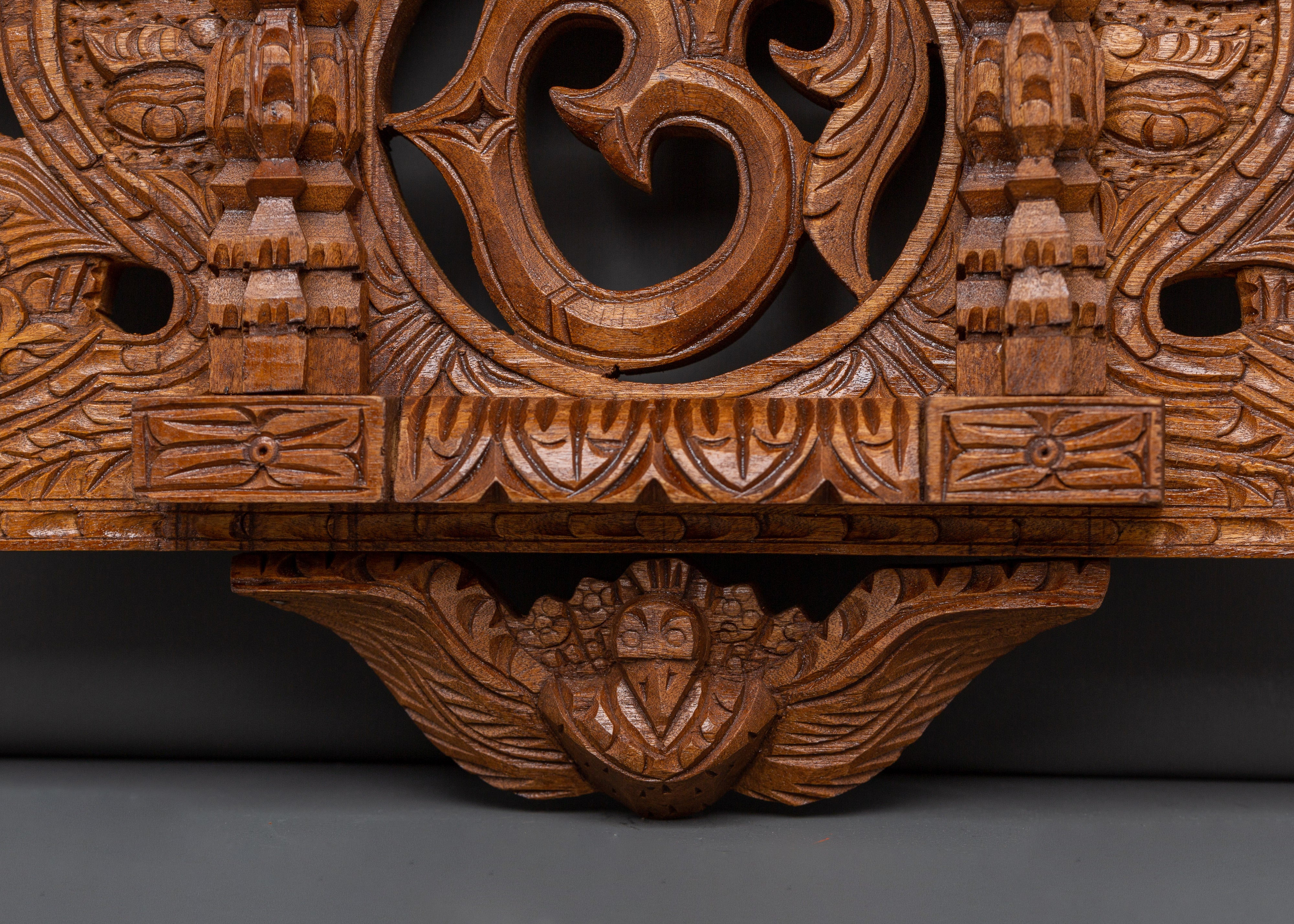 Wooden Om Symbol Wall Decor | Hand-Carved Spiritual Wall Hanging