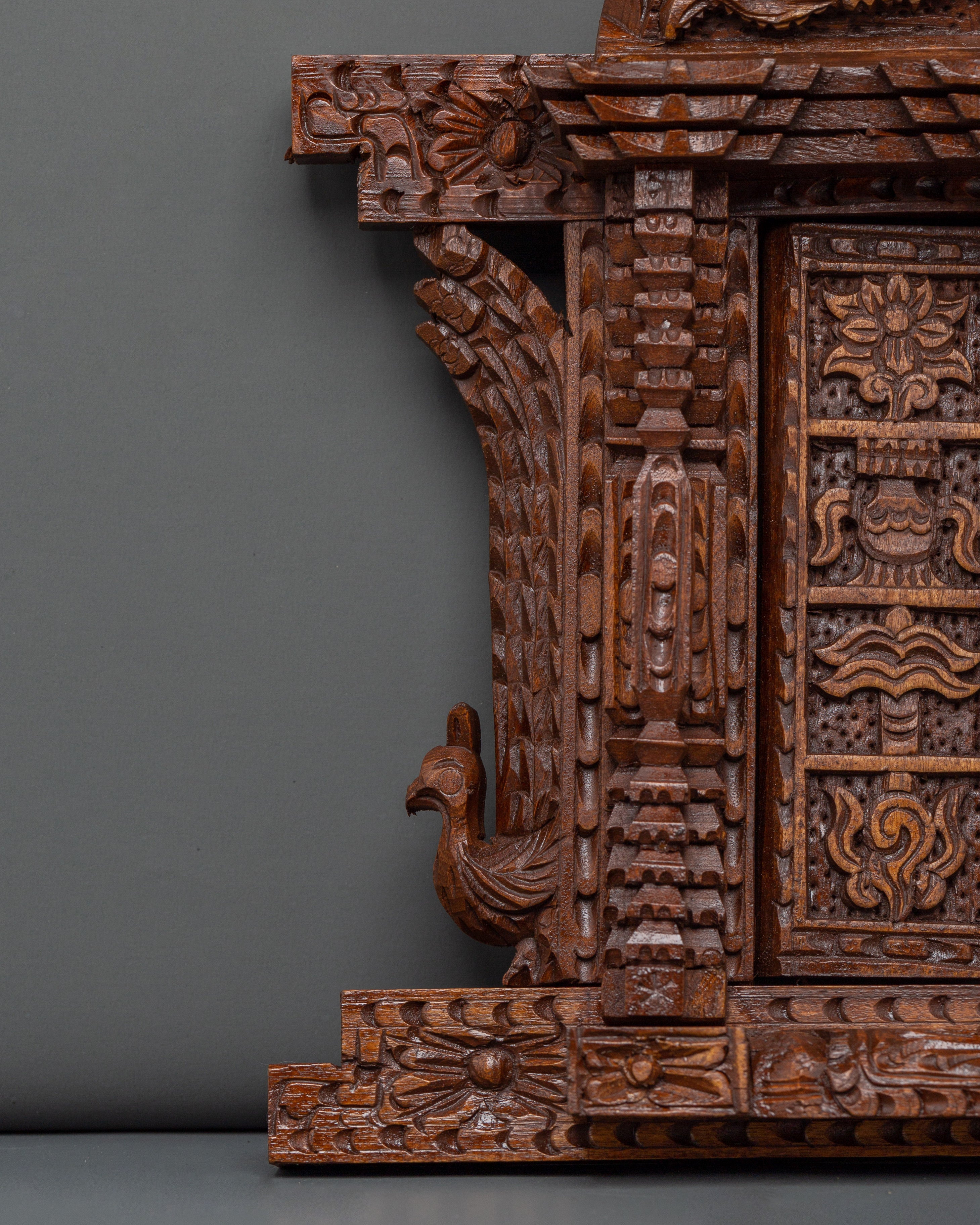 Handcarved Traditional Wooden Wall Hanging | Intricate Peacock Motif Art