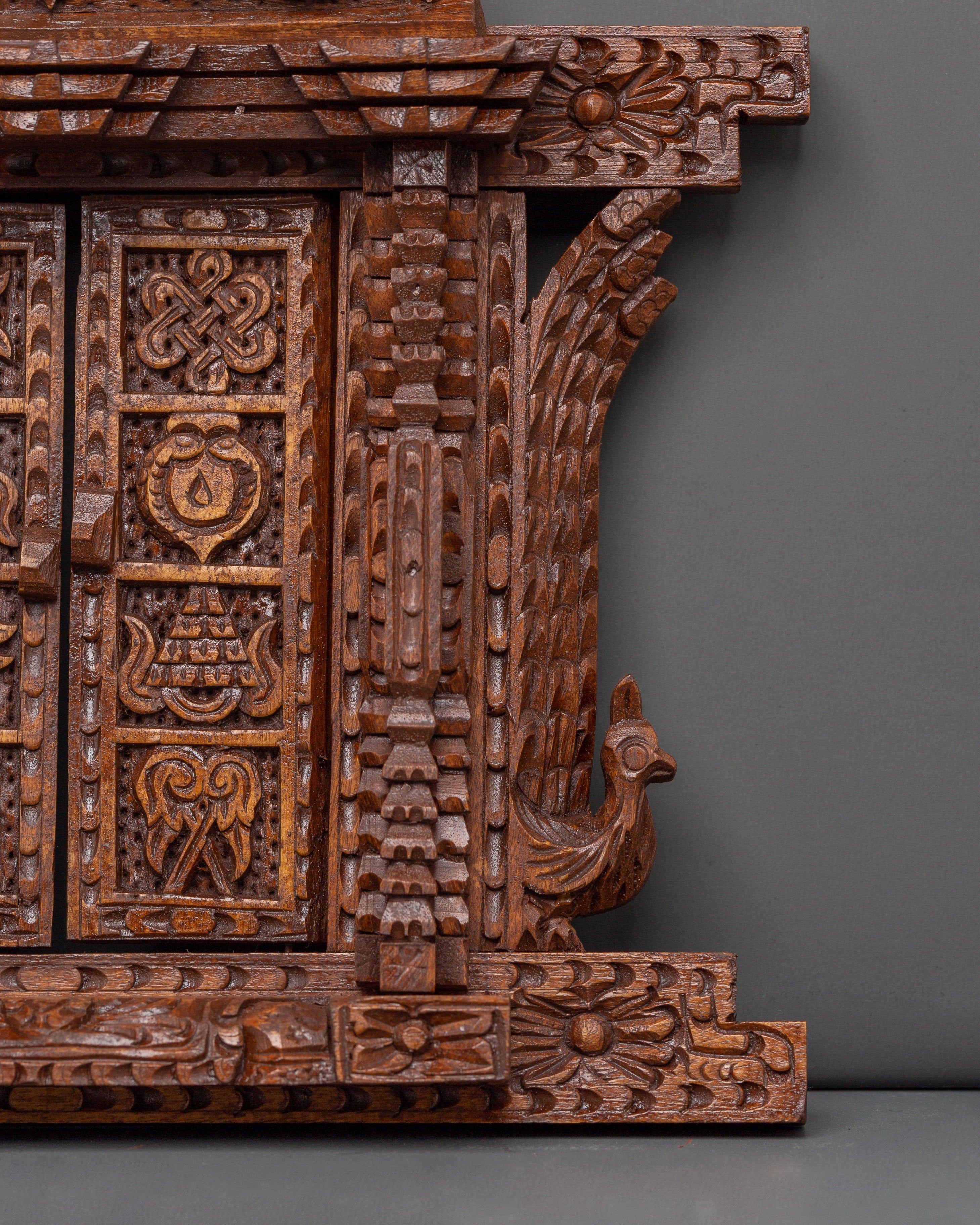 Handcarved Traditional Wooden Wall Hanging | Intricate Peacock Motif Art