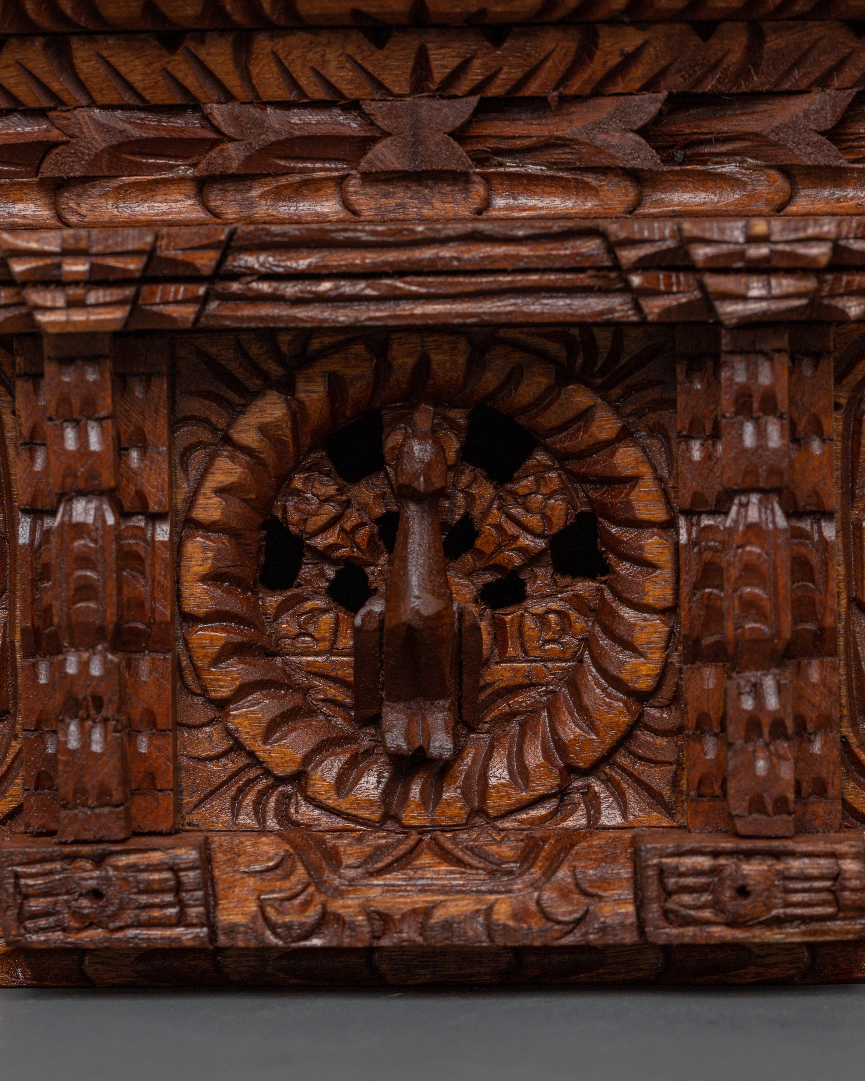 Handcrafted Wooden Peacock Motif Wall Art with Detailed Carvings