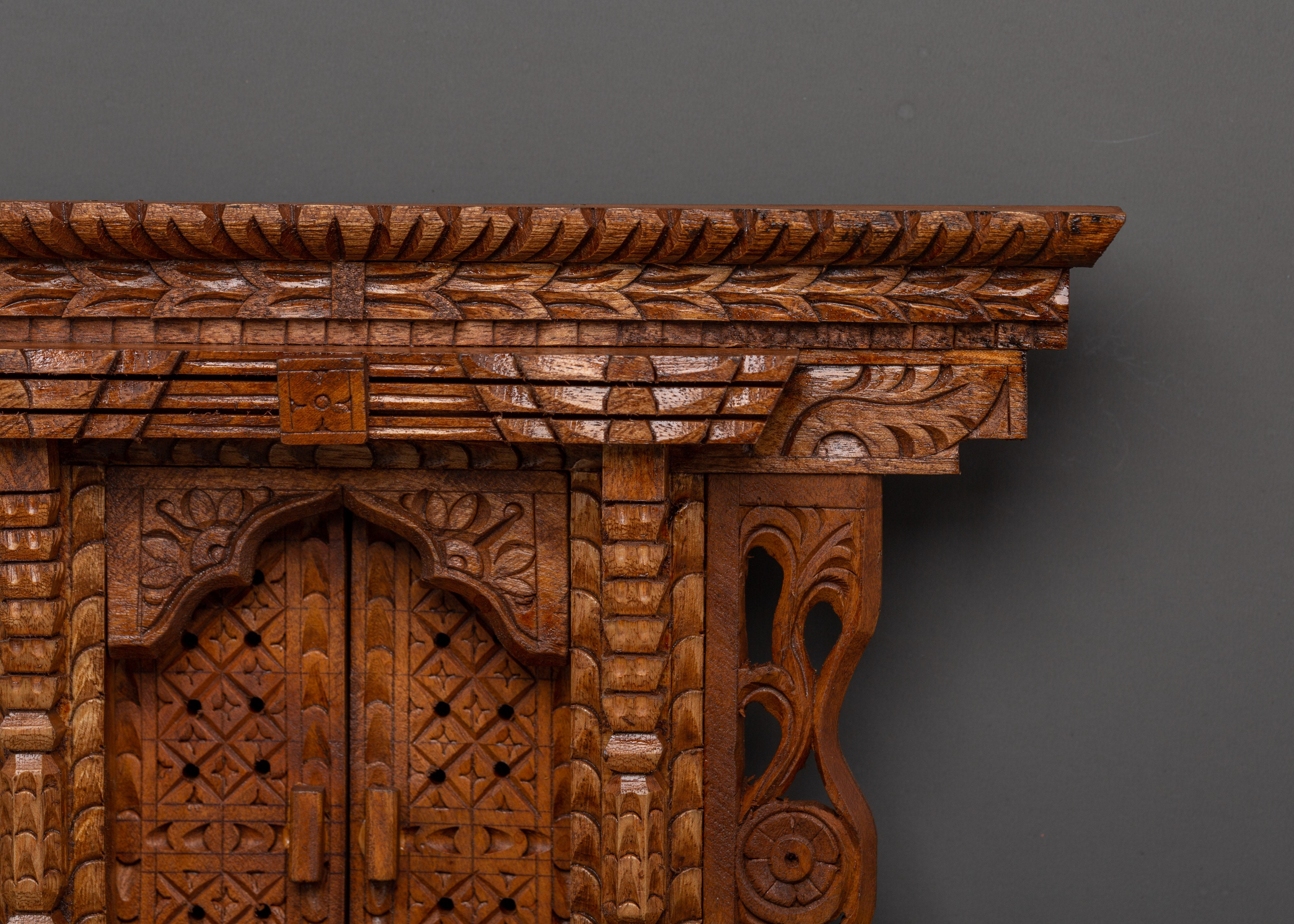 Tibetan Handcarved Wall Hanging Decor | Wooden Art for Meditation Spaces