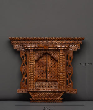 Tibetan Handcarved Wall Hanging Decor | Wooden Art for Meditation Spaces